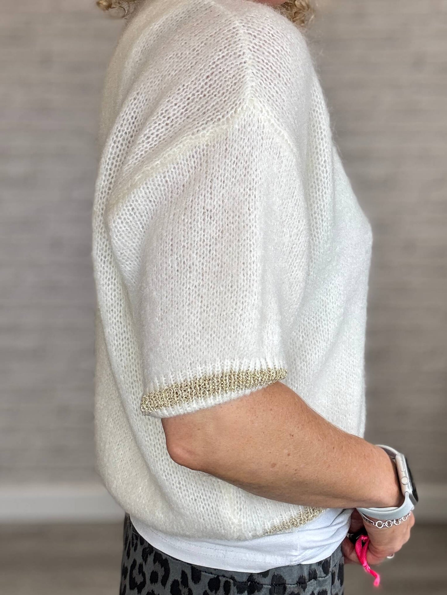 The Hamptons Cardigan | Off-White & Gold