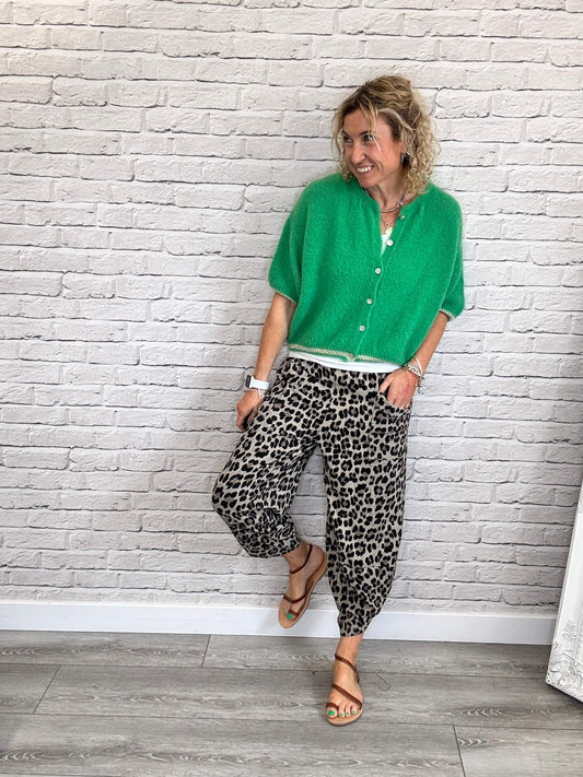 Barrel Slouch Pants | Mocha Leopard