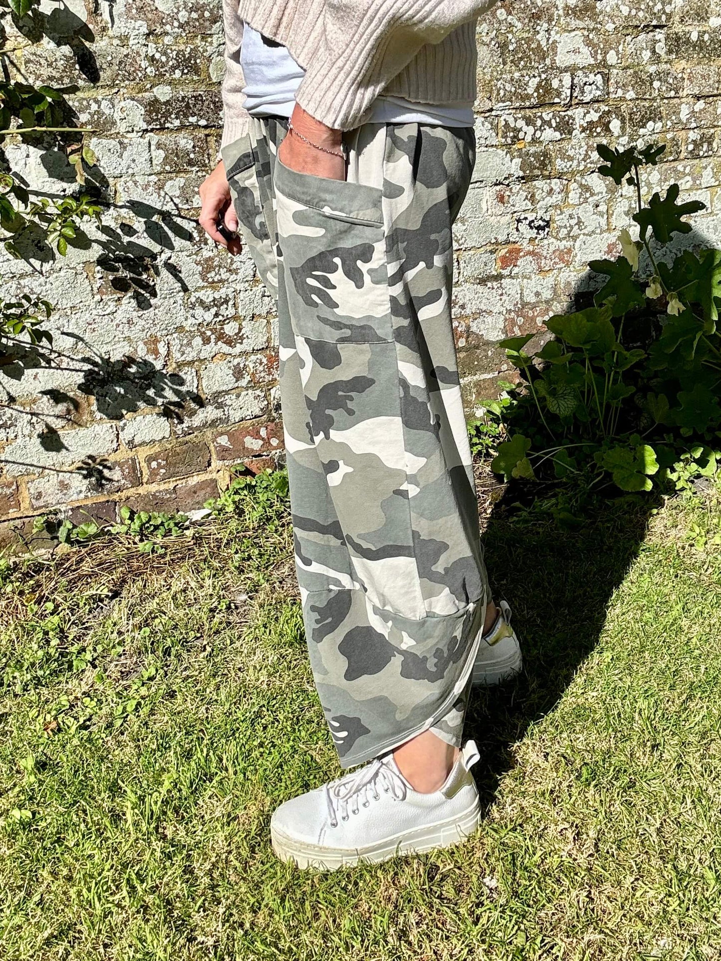 Stonewashed Camo Barrel Pants