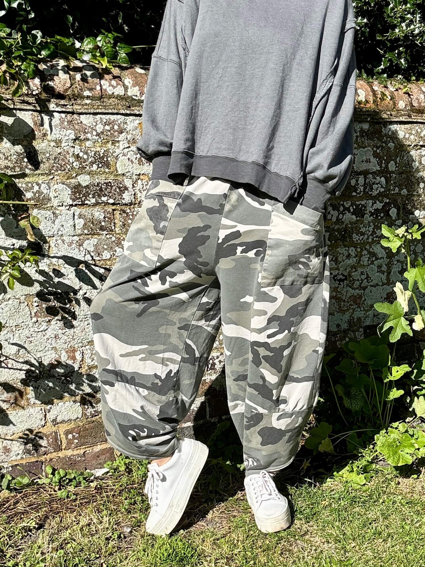 Stonewashed Camo Barrel Pants