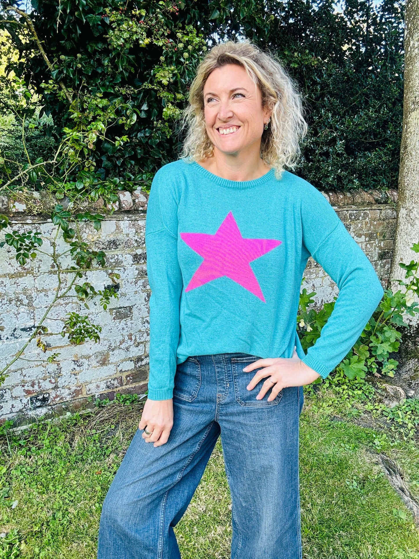 Stella Jumper | Teal/Pink