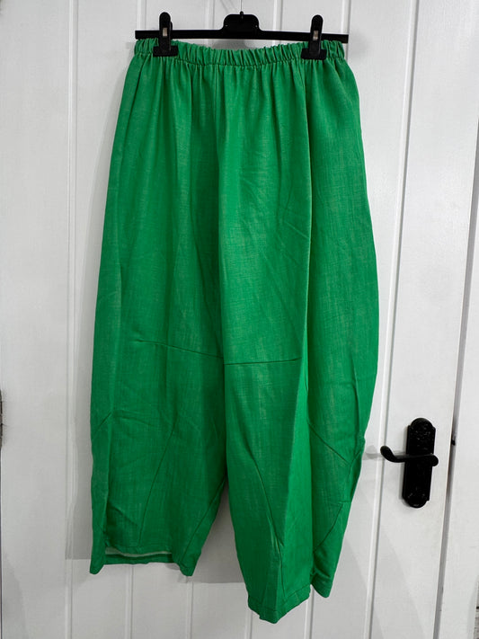 Apple Green Canvas Barrel Pants