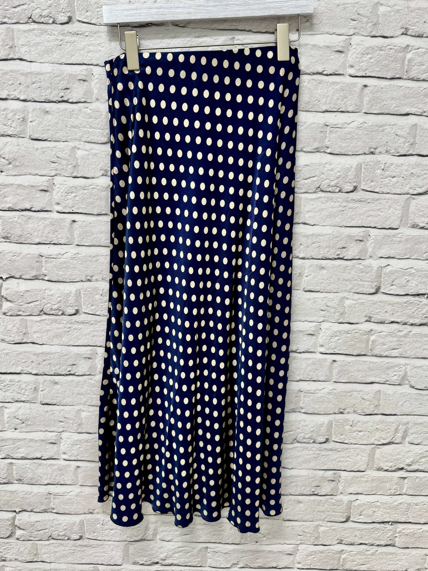 Dotty Satin Slip Skirt | Navy