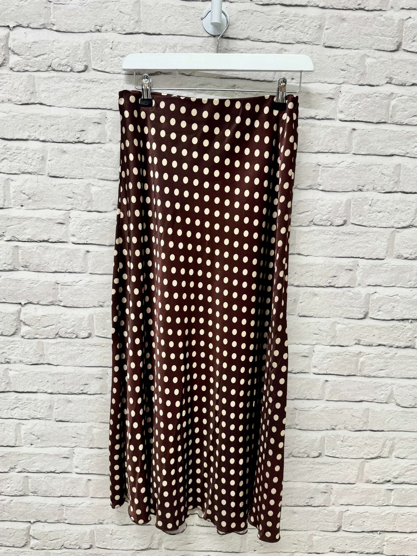 Dotty Satin Slip Skirt | Chocolate