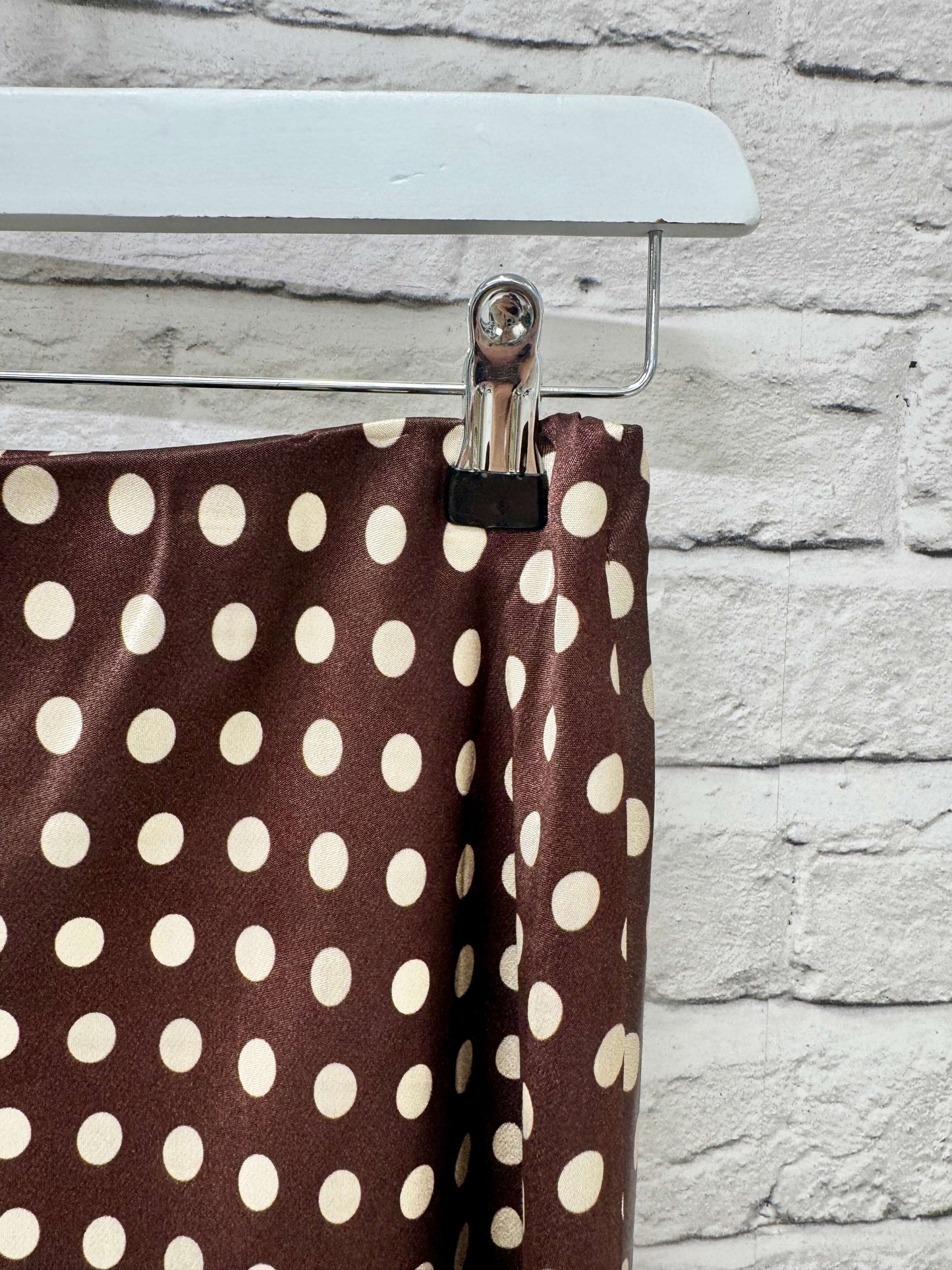 Dotty Satin Slip Skirt | Chocolate