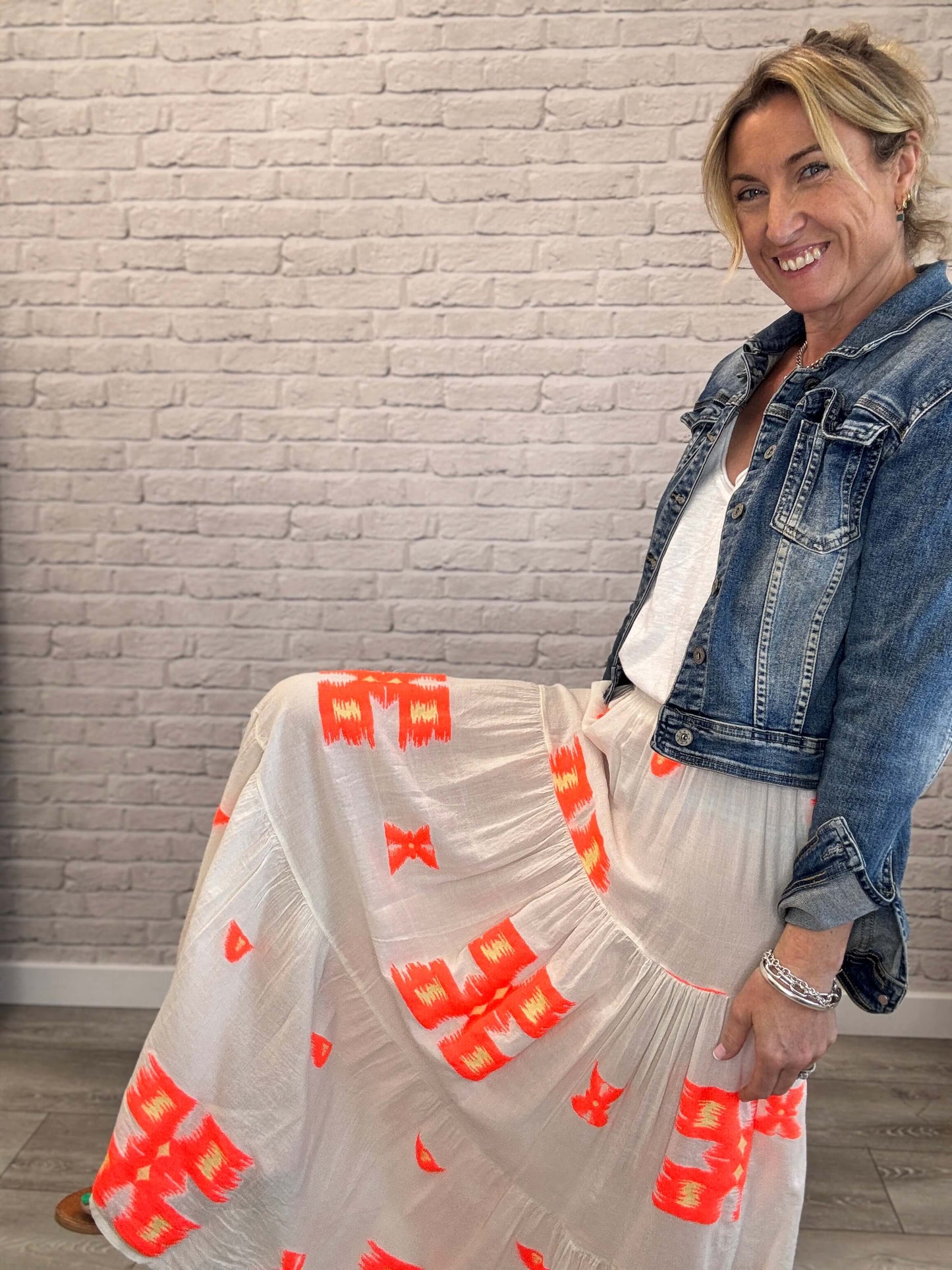 Sicily Maxi Skirt | Neon Orange