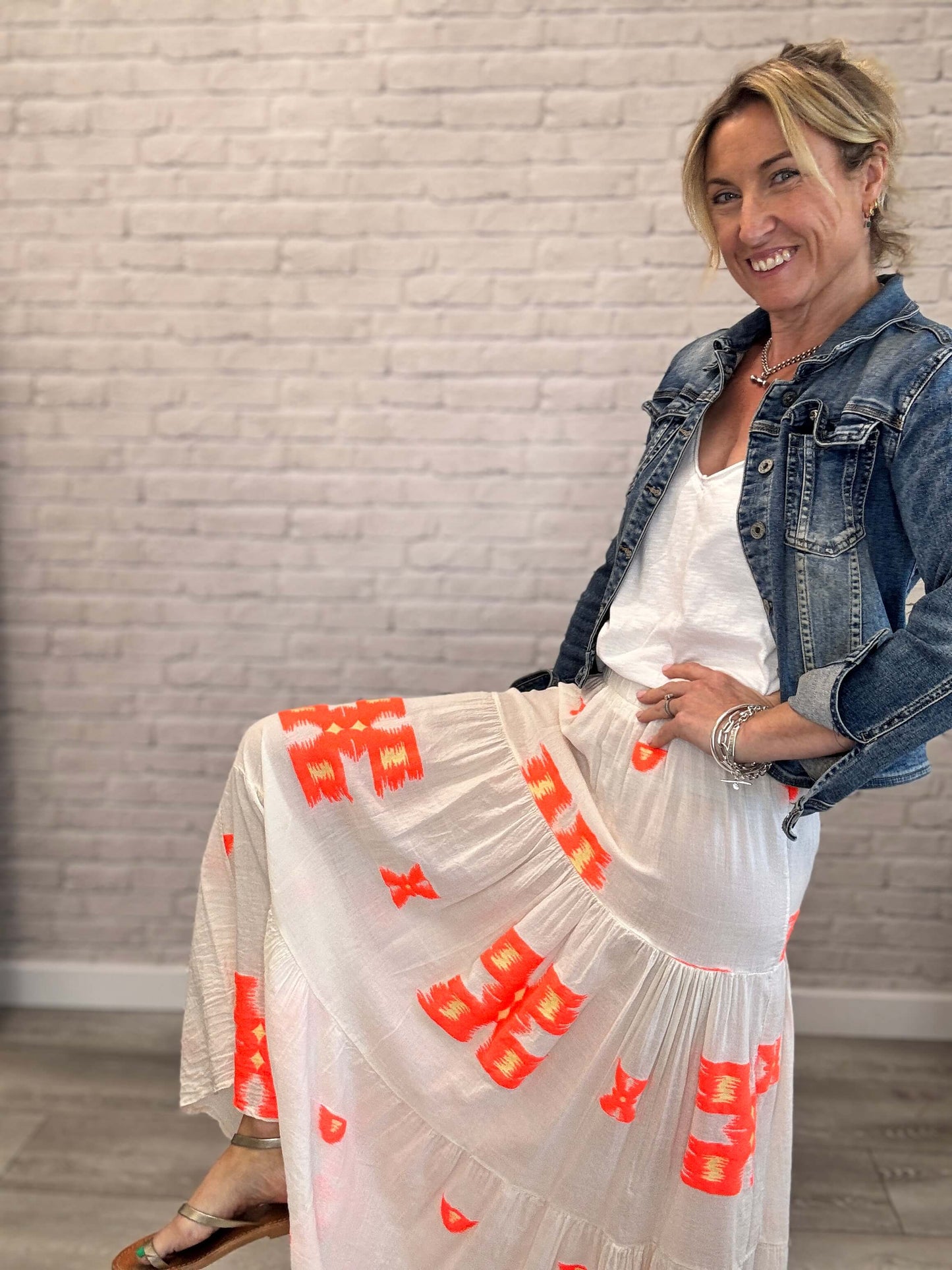 Sicily Maxi Skirt | Neon Orange