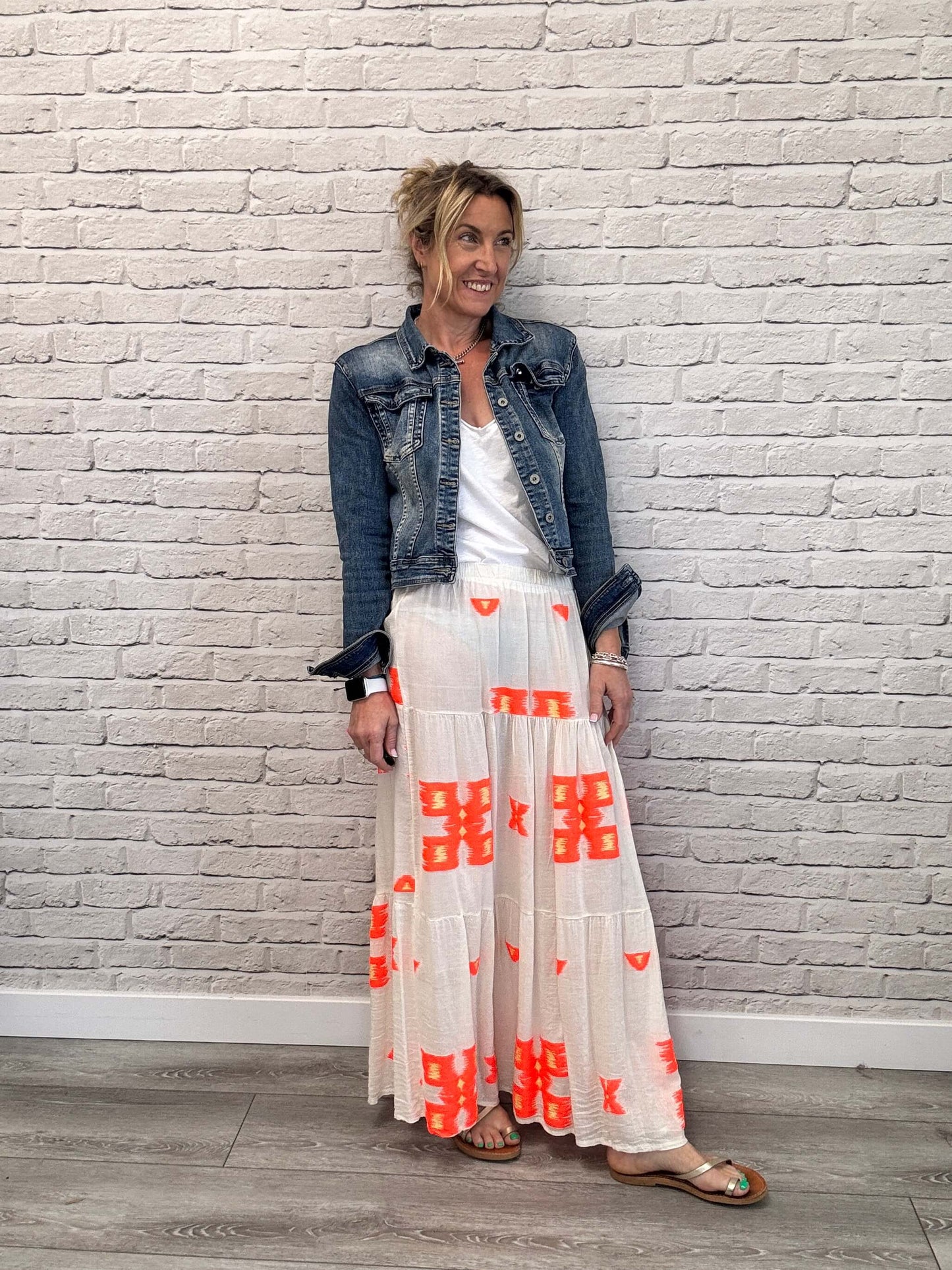 Sicily Maxi Skirt | Neon Orange
