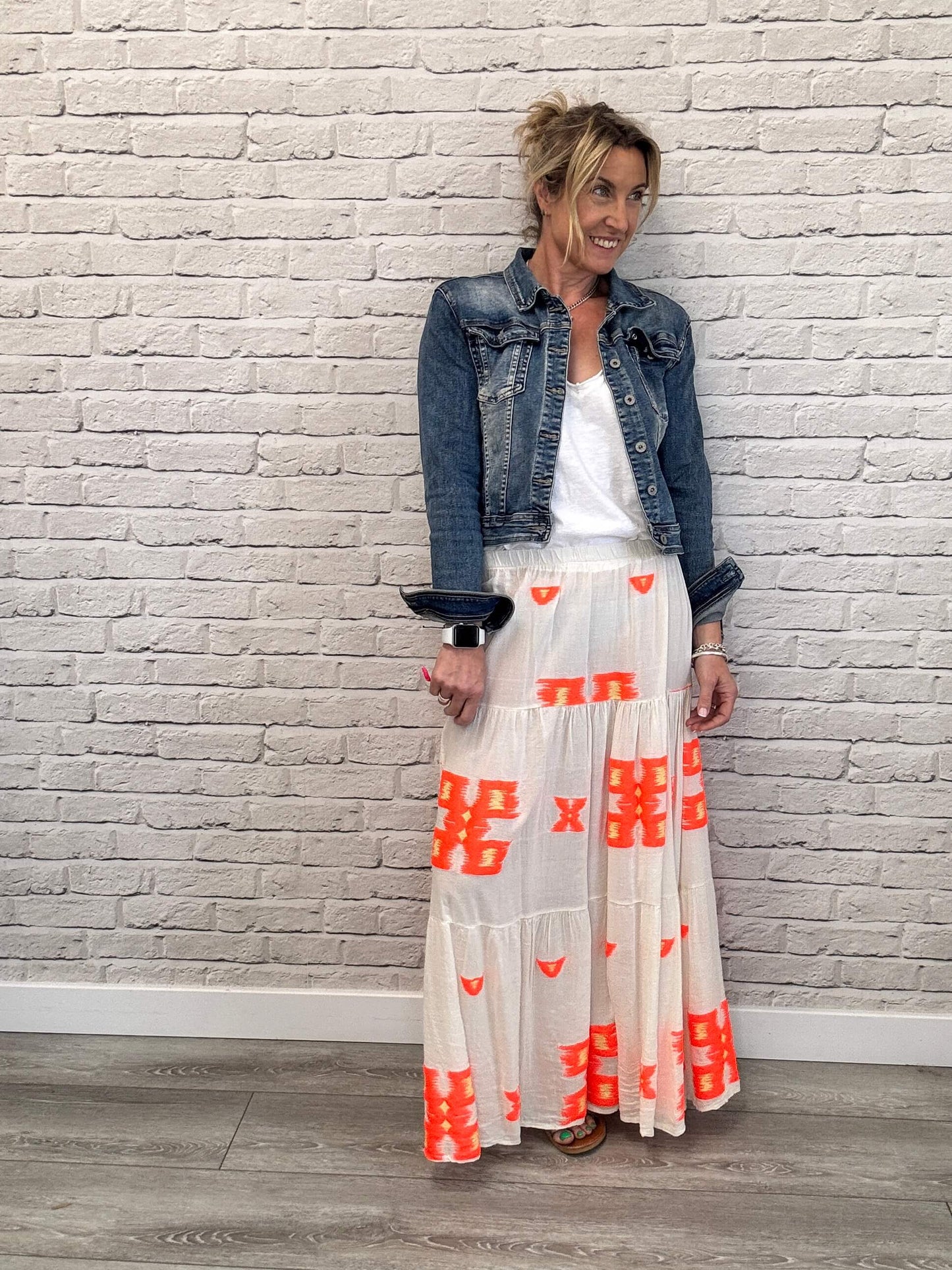 Sicily Maxi Skirt | Neon Orange