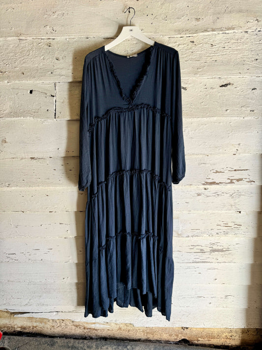 Tiered Navy Maxi Dress