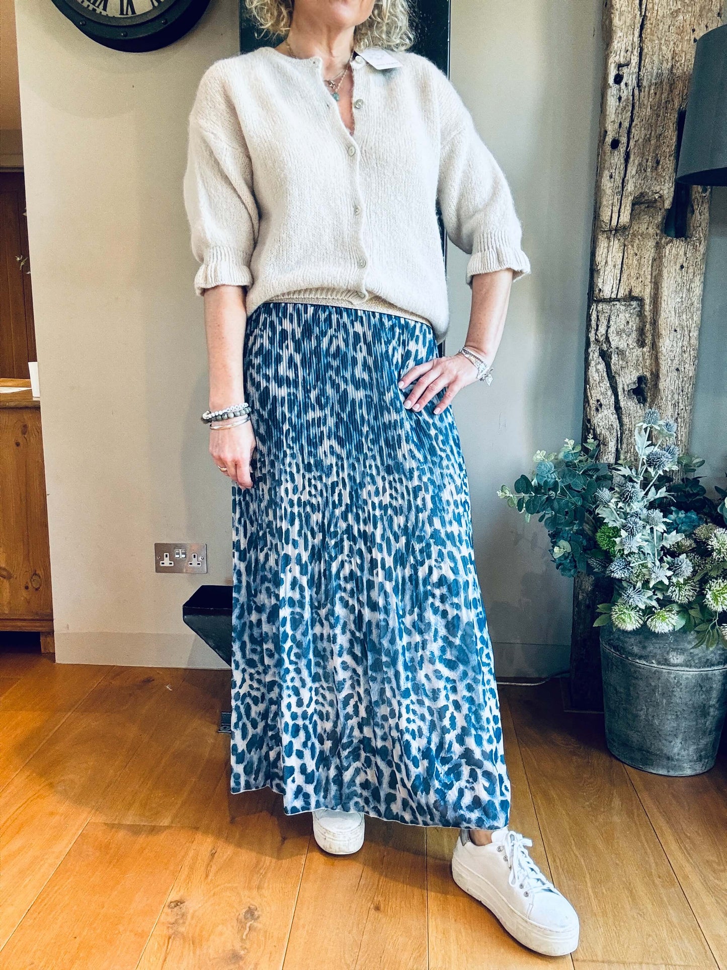 Cheltenham Maxi Skirt | Blue Leopard