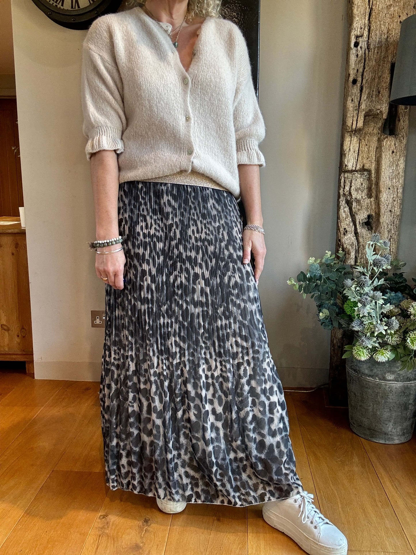 Cheltenham Maxi Skirt | Charcoal Leopard