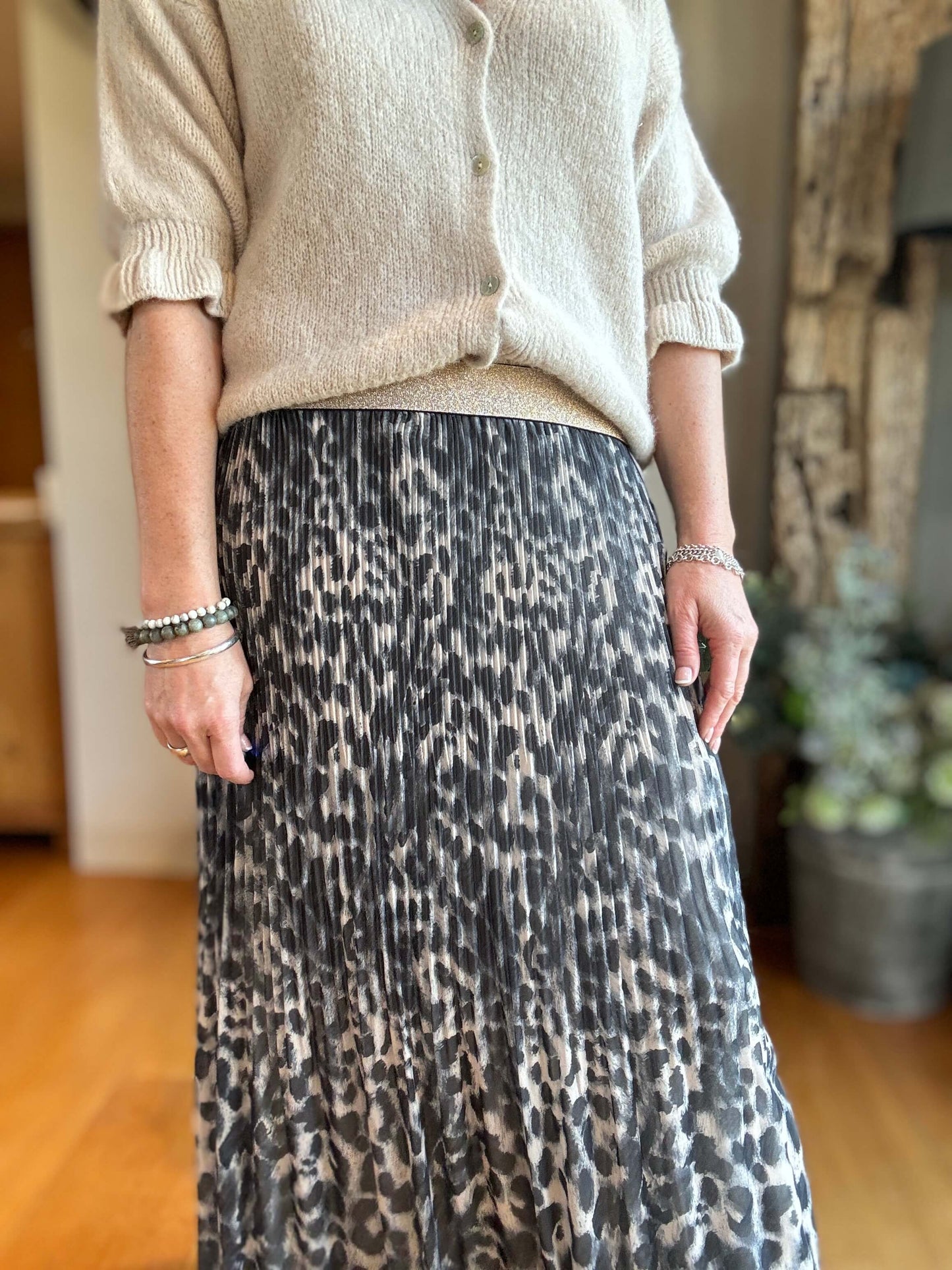 Cheltenham Maxi Skirt | Charcoal Leopard