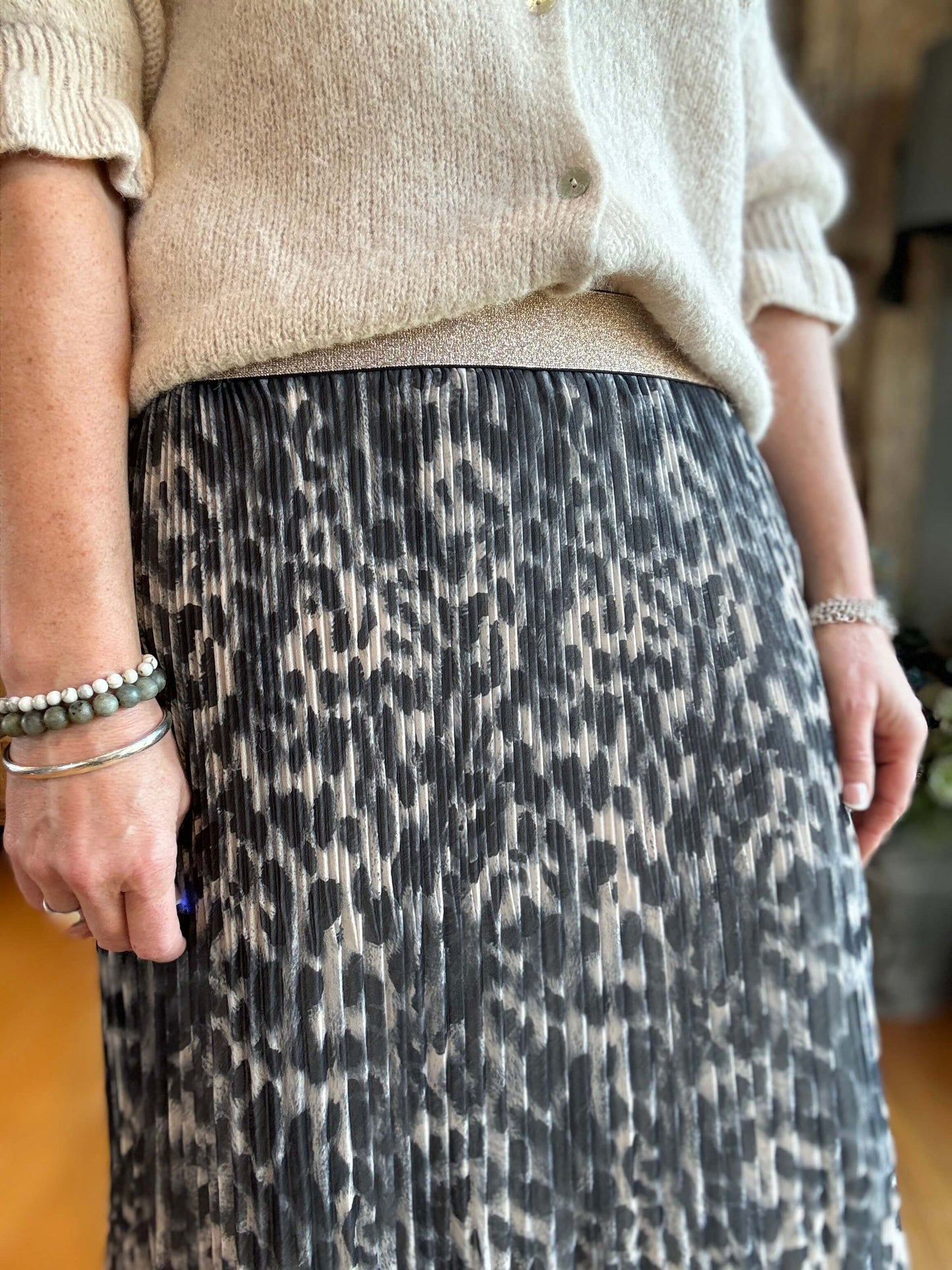 Cheltenham Maxi Skirt | Charcoal Leopard