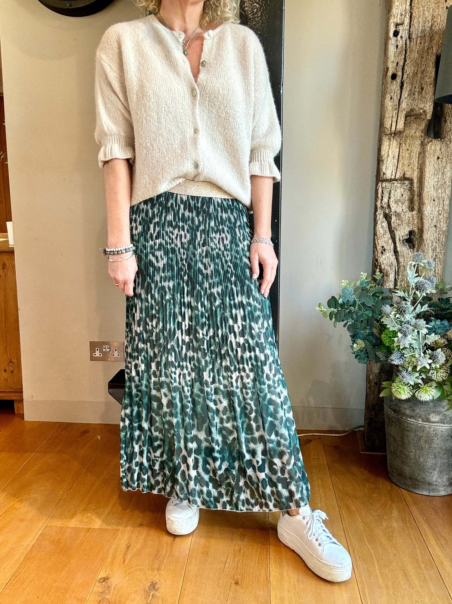 Cheltenham Maxi Skirt | Dark Green Leopard