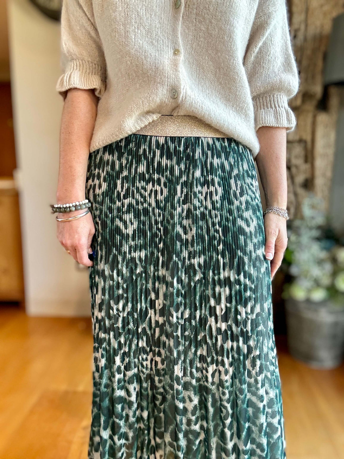 Cheltenham Maxi Skirt | Dark Green Leopard