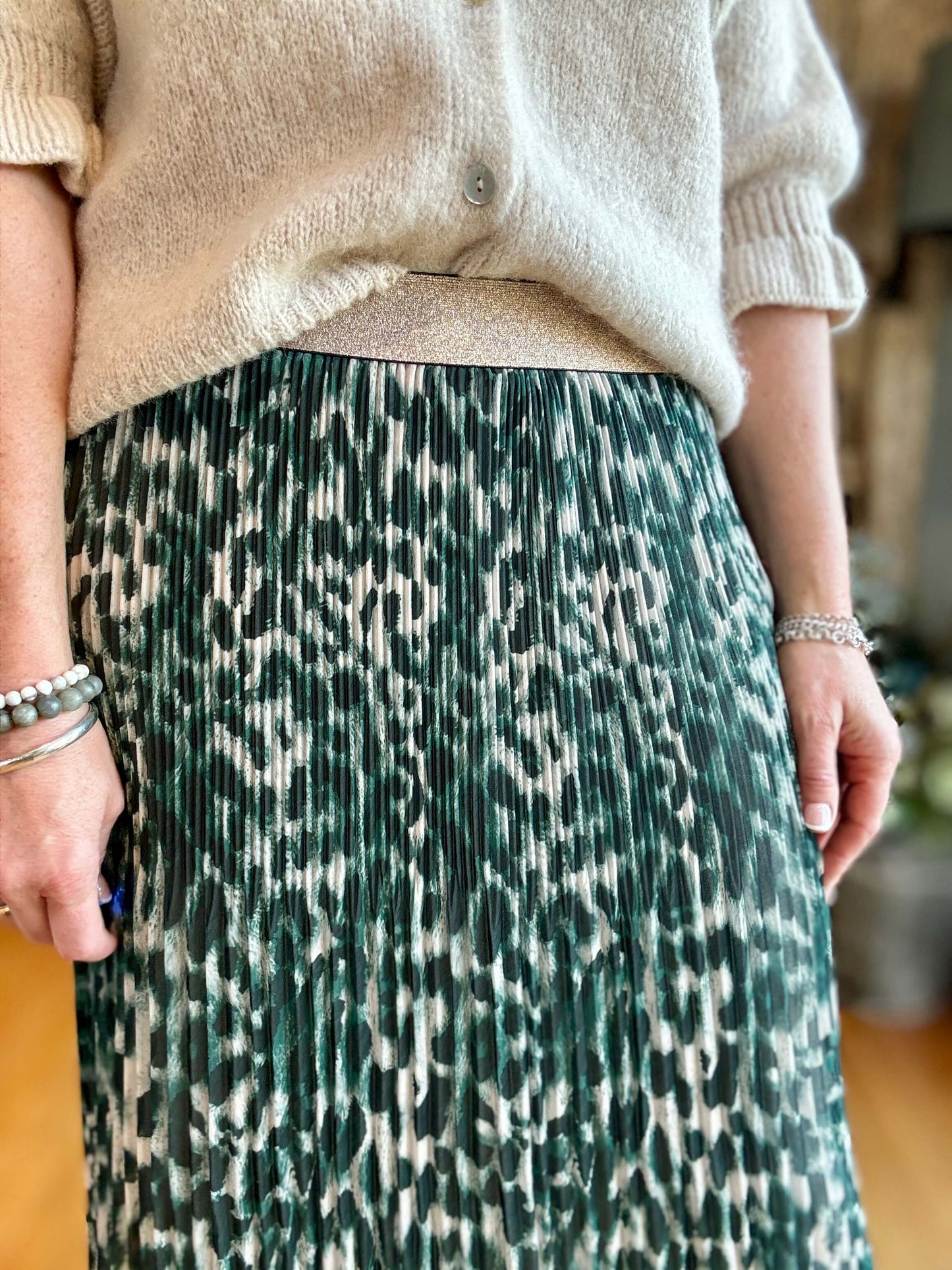 Cheltenham Maxi Skirt | Dark Green Leopard