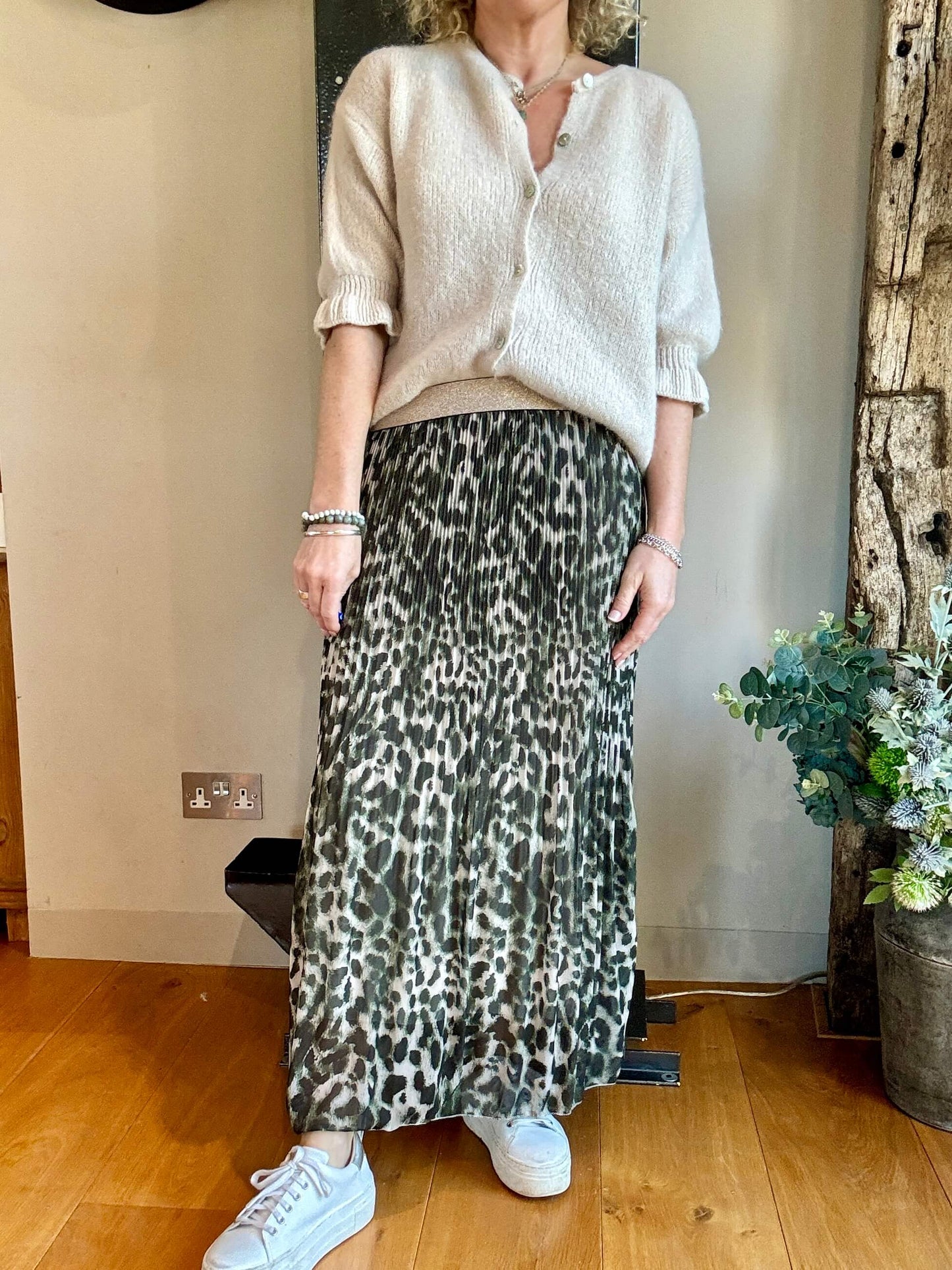 Cheltenham Maxi Skirt | Khaki Leopard