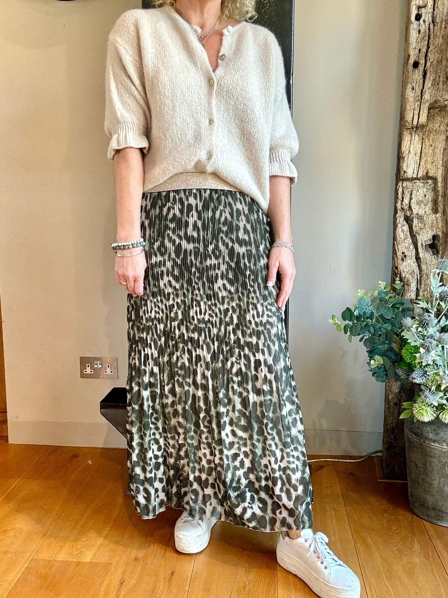 Cheltenham Maxi Skirt | Khaki Leopard