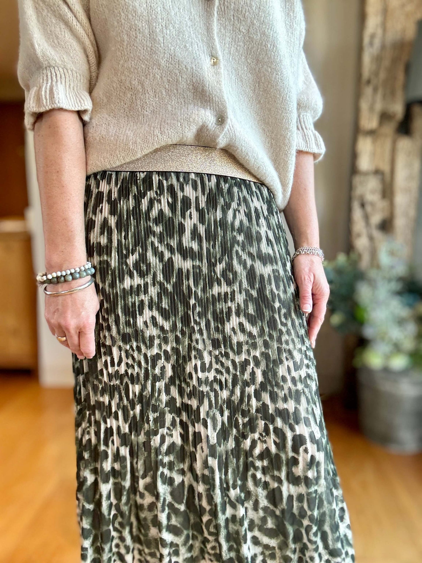 Cheltenham Maxi Skirt | Khaki Leopard