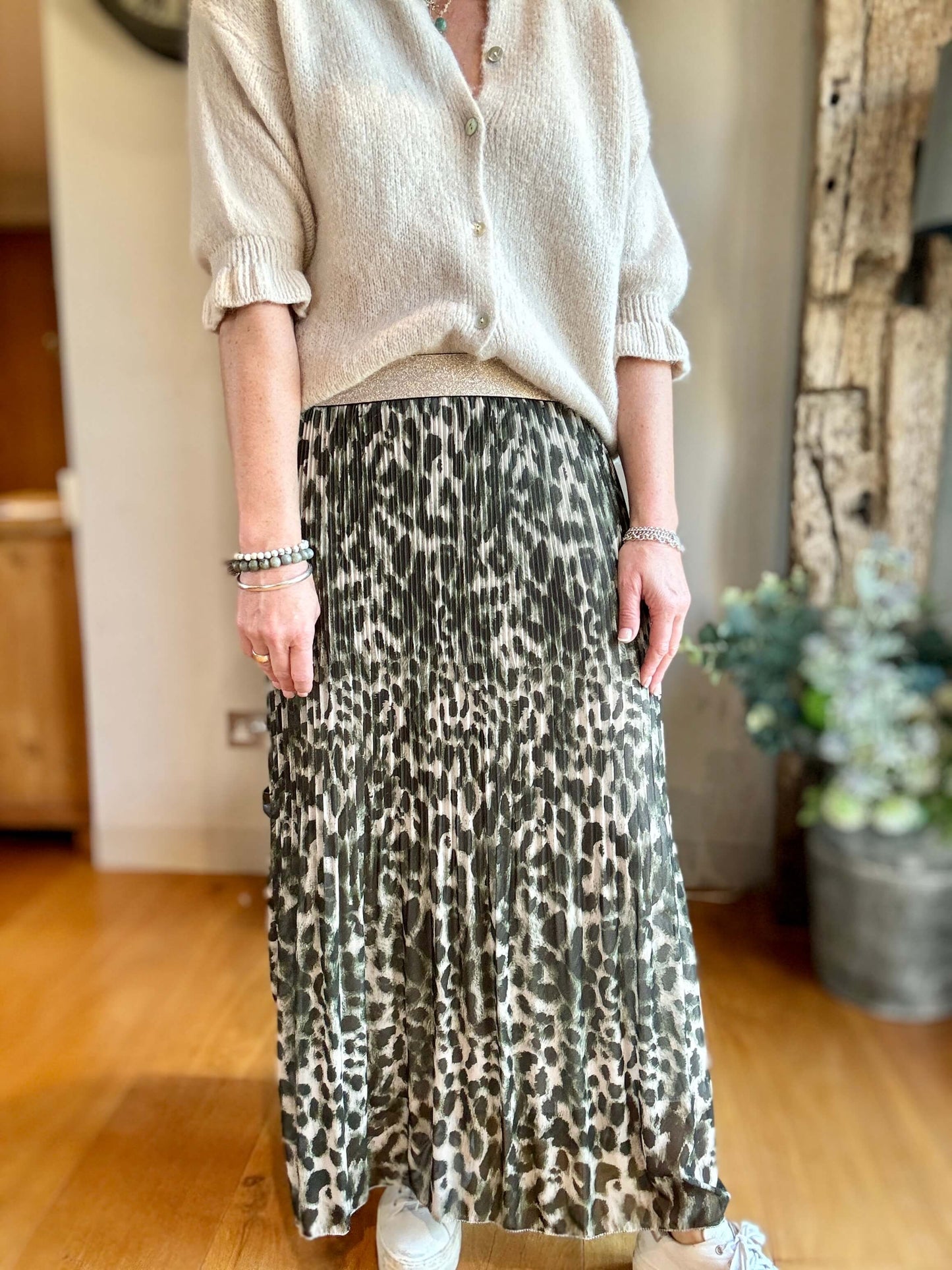 Cheltenham Maxi Skirt | Khaki Leopard