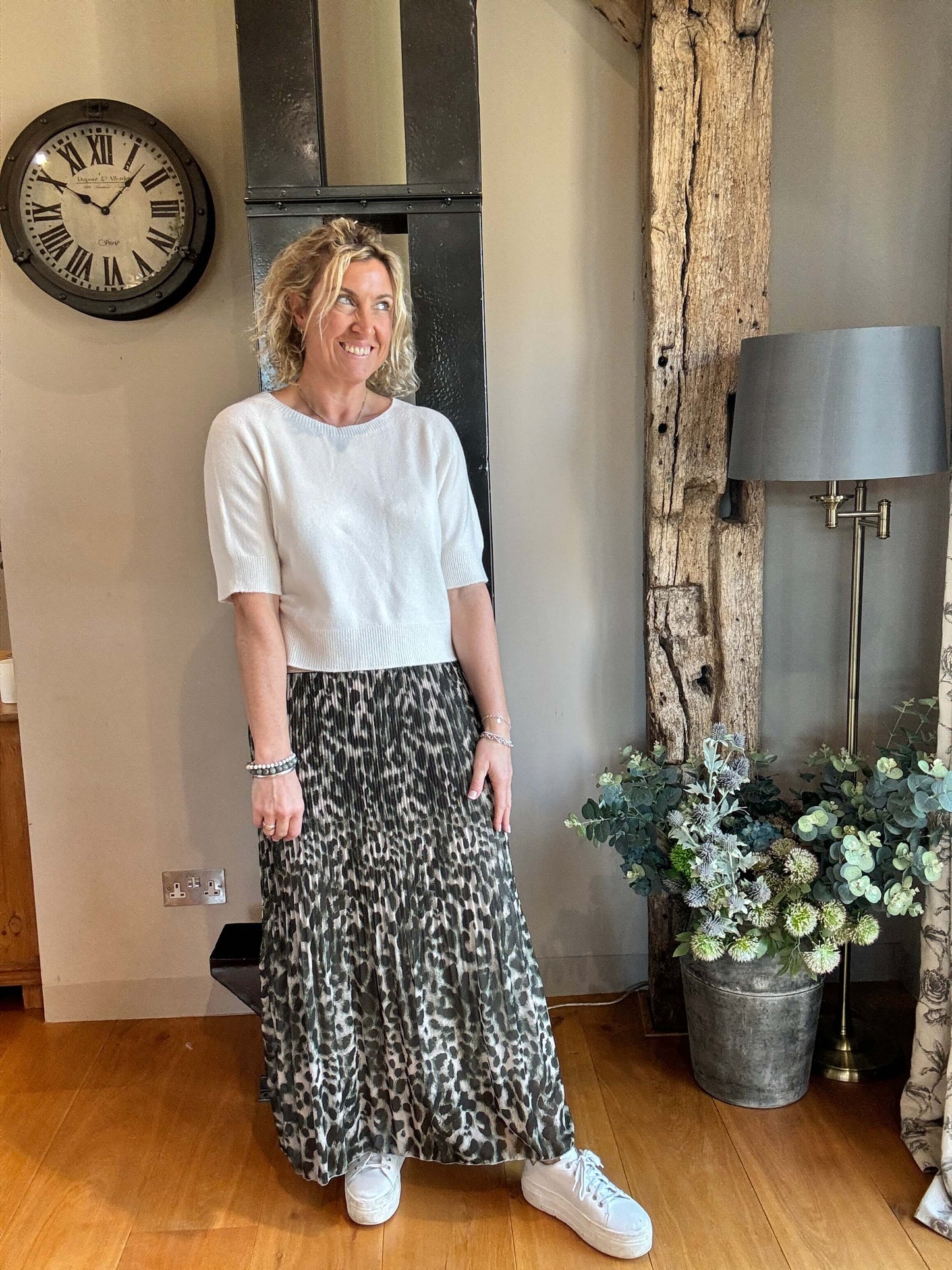 Cheltenham Maxi Skirt | Khaki Leopard