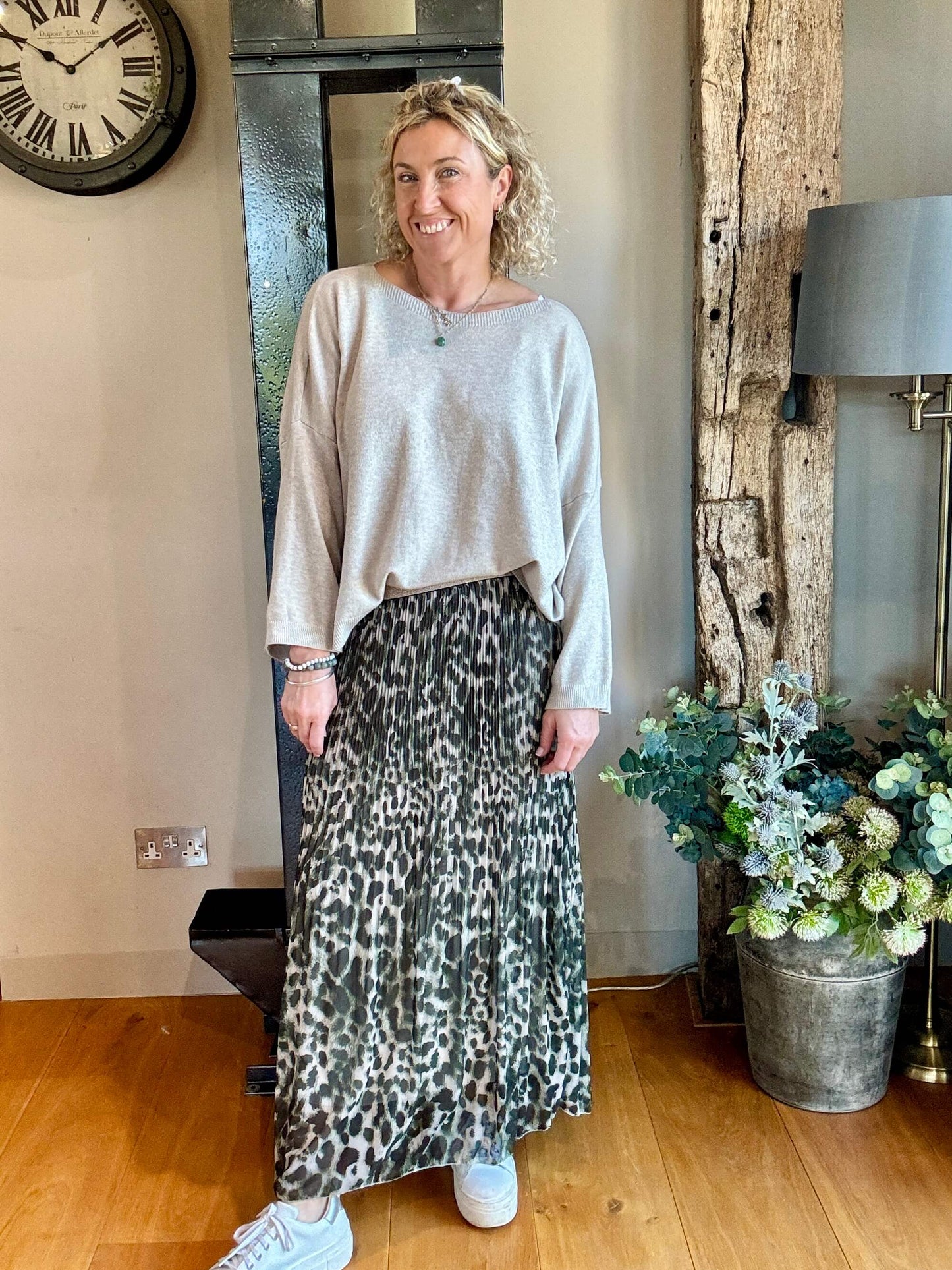 Cheltenham Maxi Skirt | Khaki Leopard