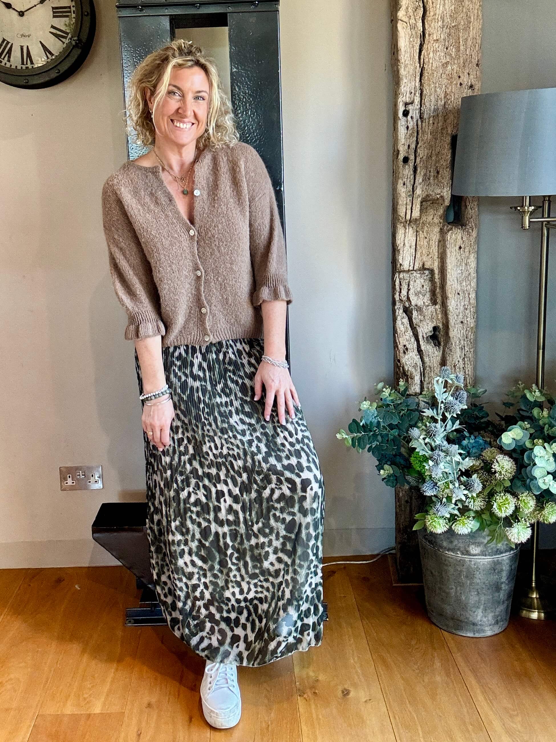 Cheltenham Maxi Skirt Dark Green Leopard