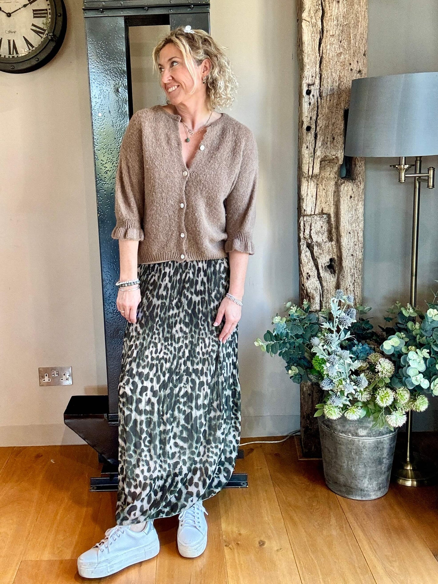 Cheltenham Maxi Skirt | Khaki Leopard