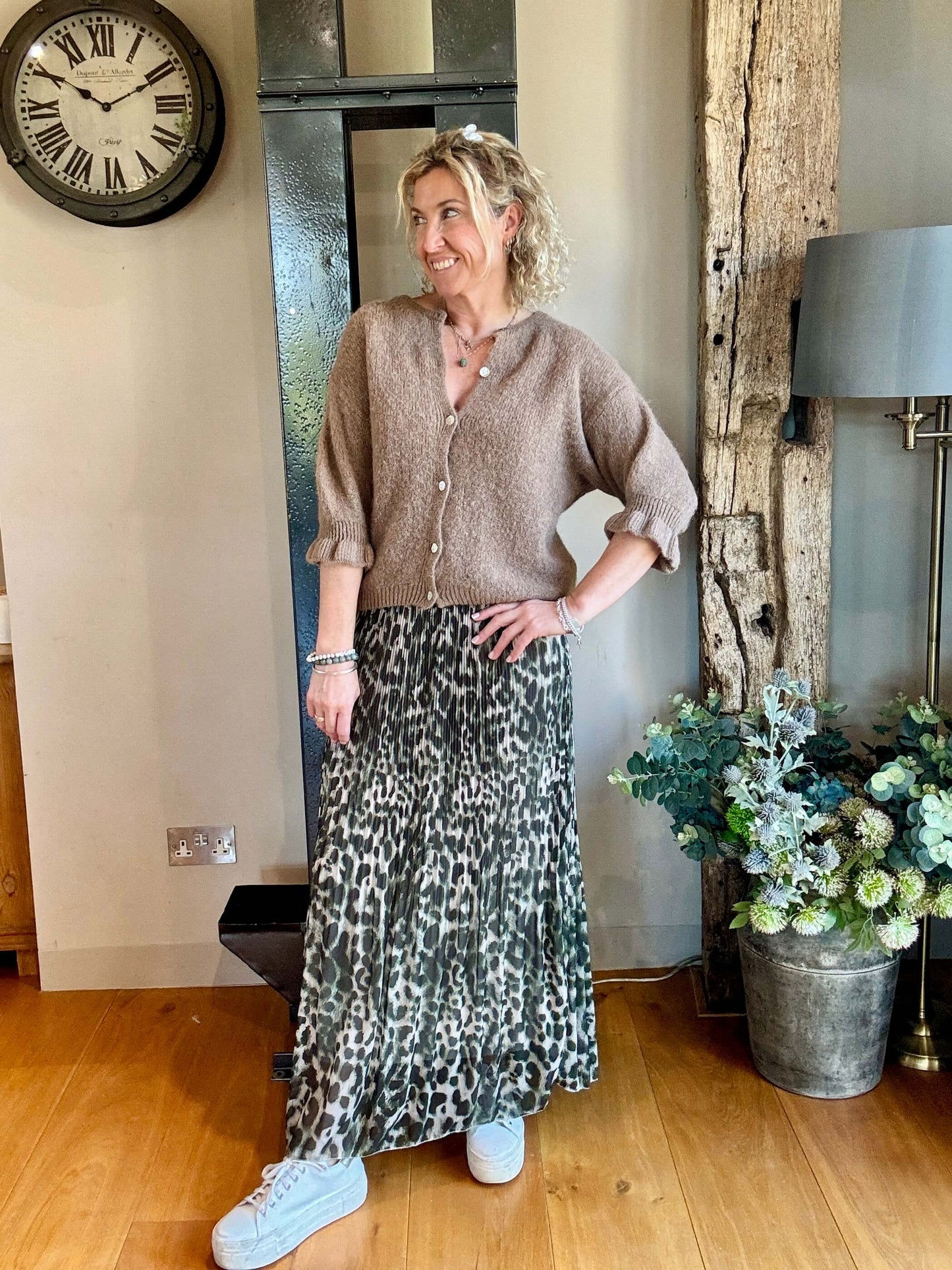 Cheltenham Maxi Skirt | Khaki Leopard