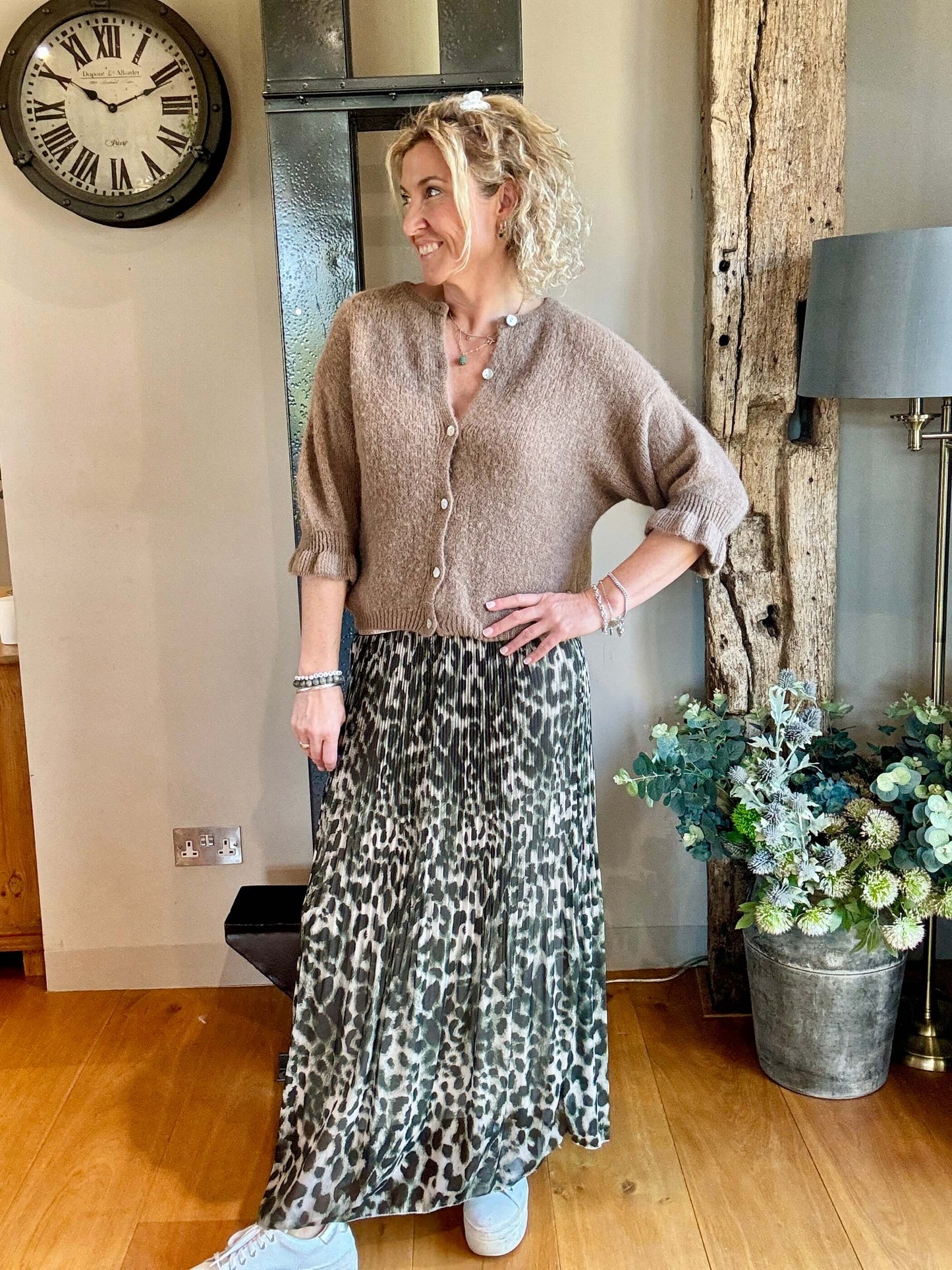 Cheltenham Maxi Skirt | Khaki Leopard