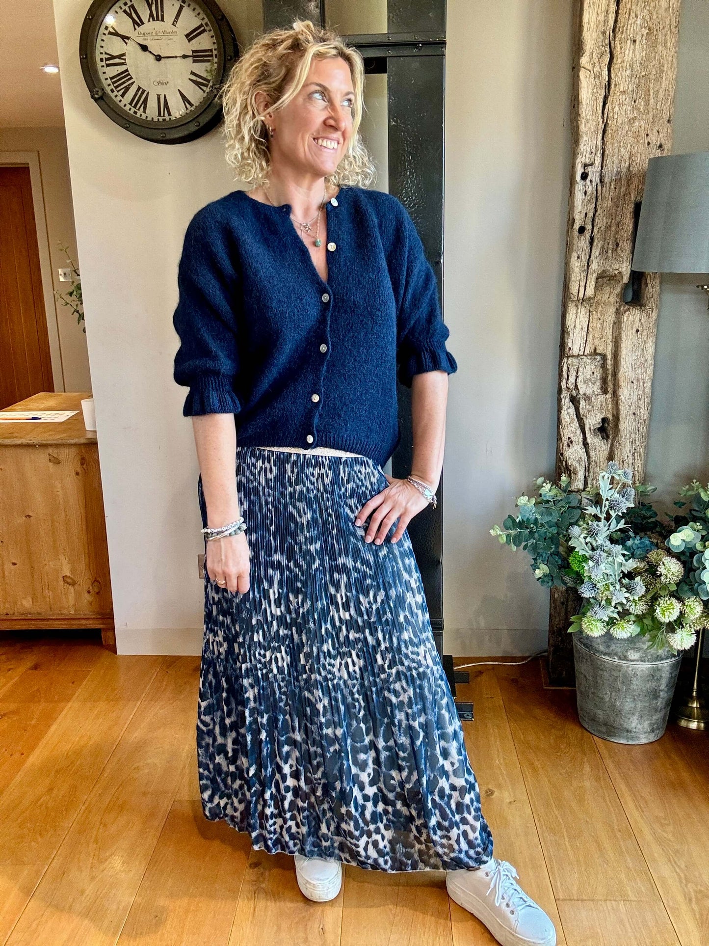 Cheltenham Maxi Skirt | Navy Leopard