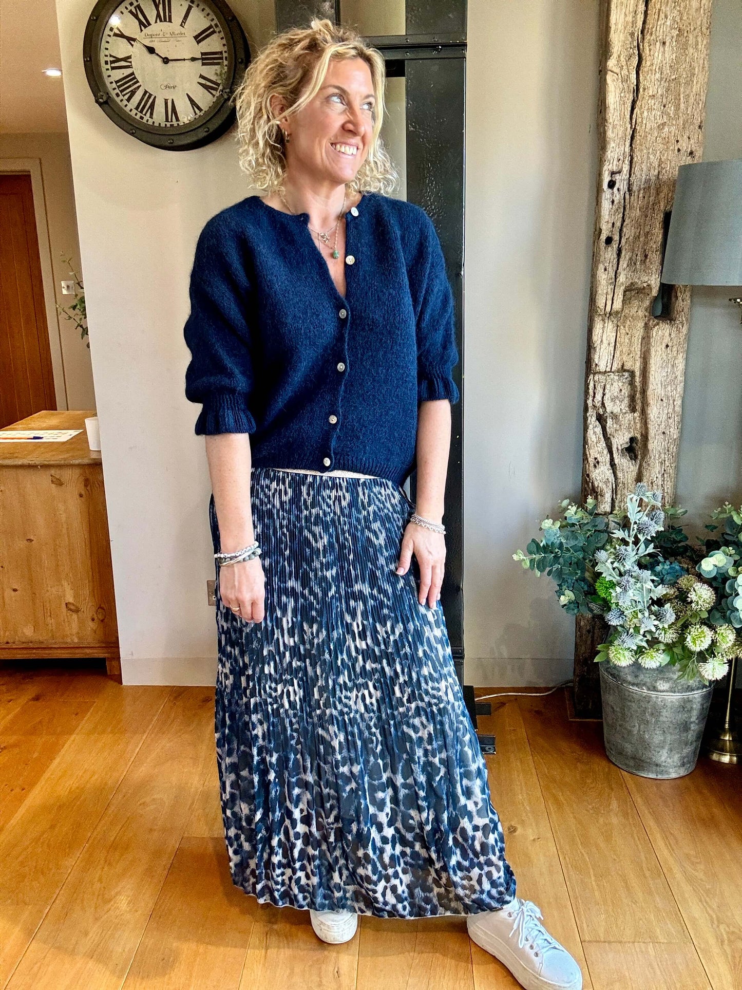 Cheltenham Maxi Skirt | Navy Leopard