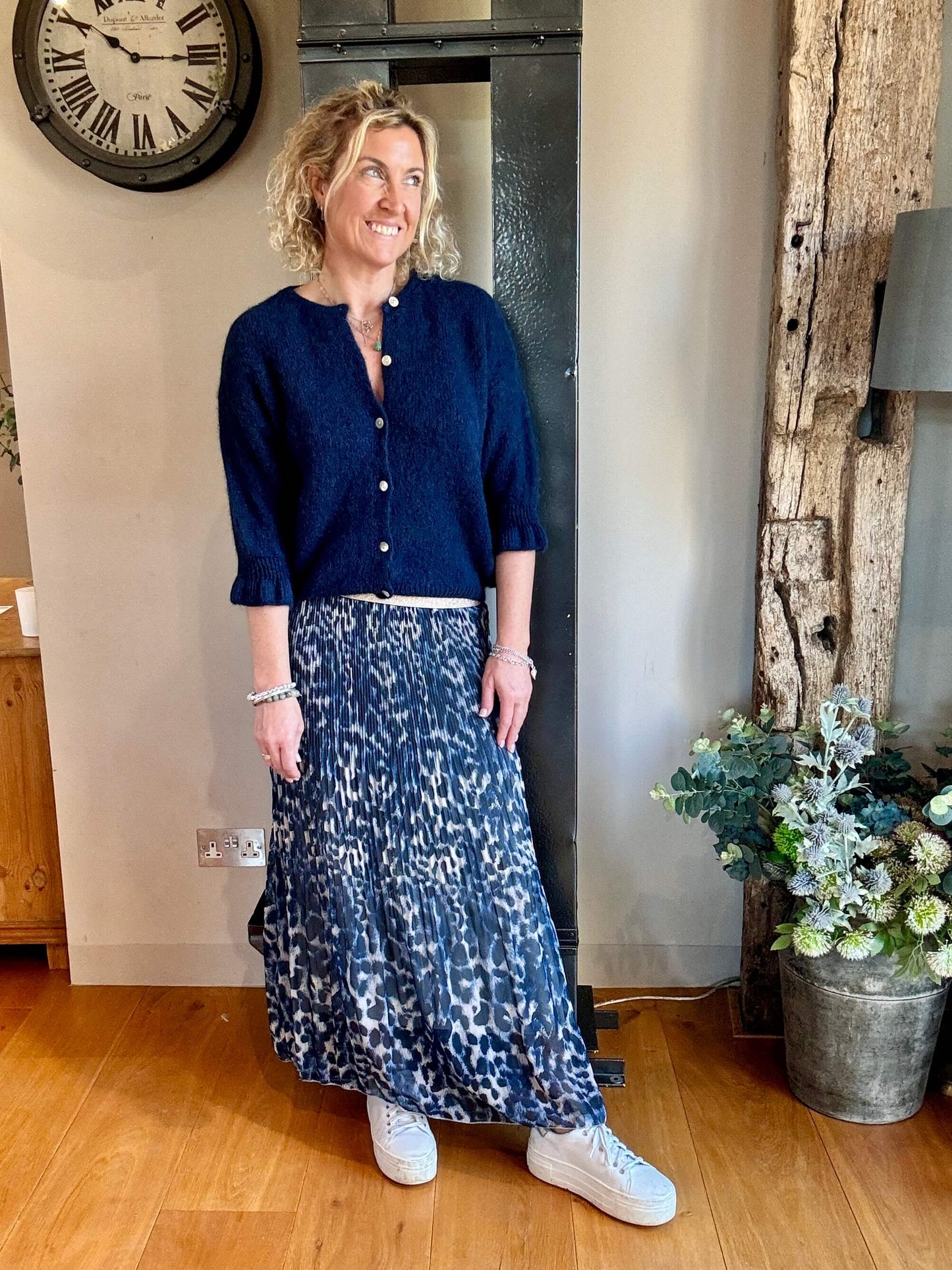 Cheltenham Maxi Skirt | Navy Leopard