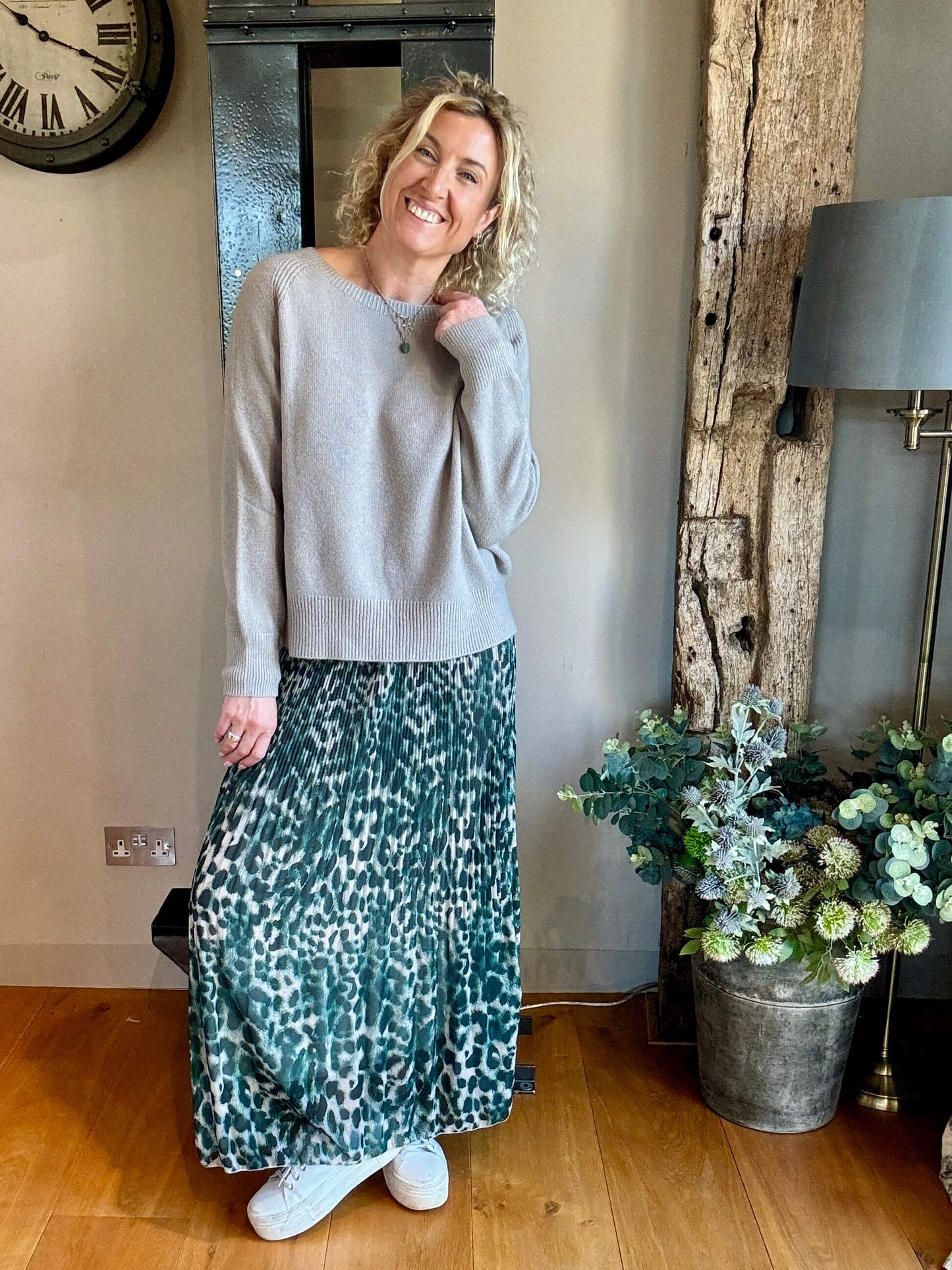 Cheltenham Maxi Skirt | Dark Green Leopard