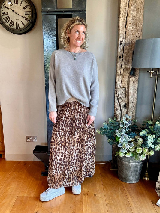 Cheltenham Maxi Skirt | Brown Leopard
