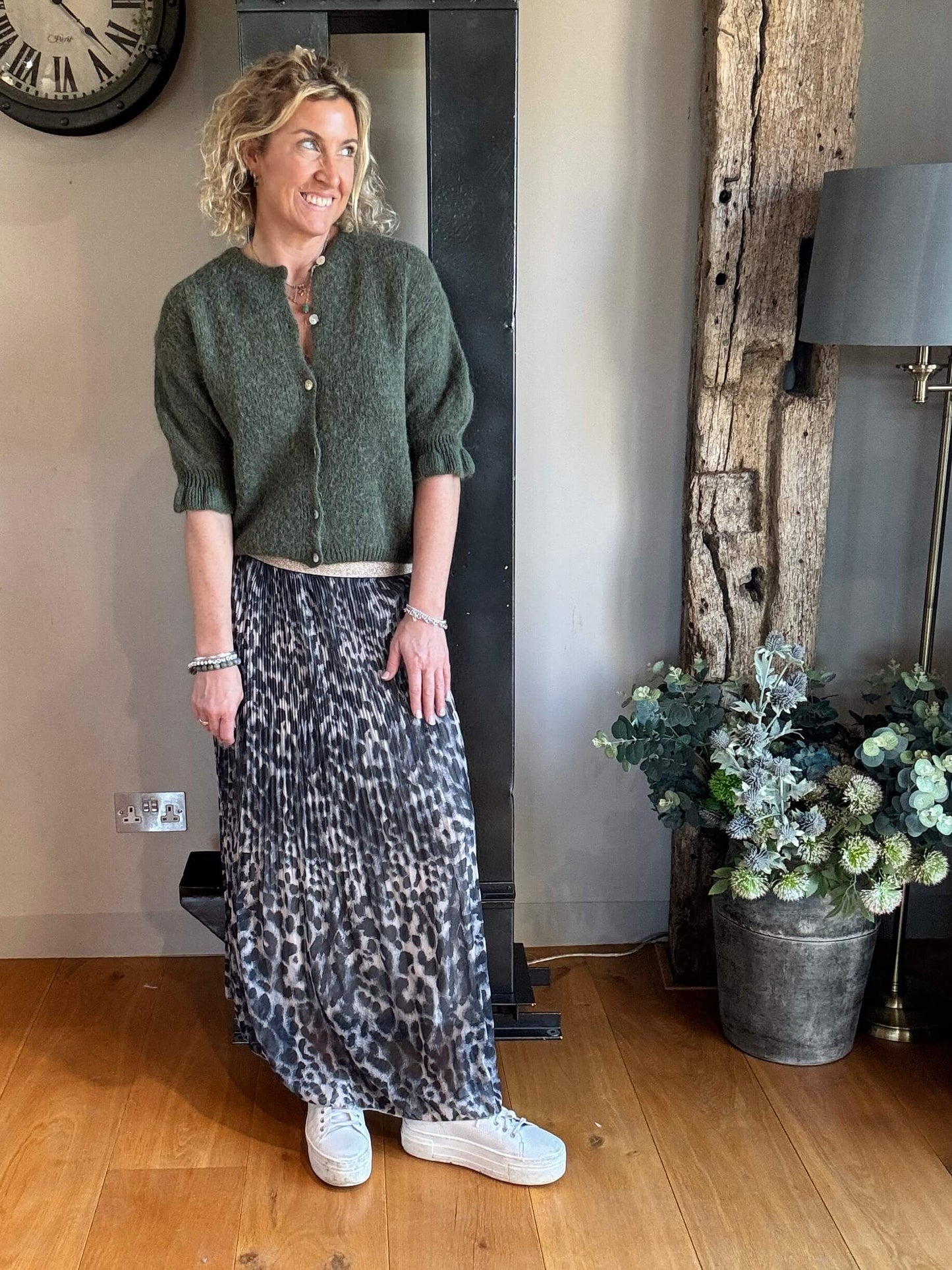 Cheltenham Maxi Skirt | Charcoal Leopard