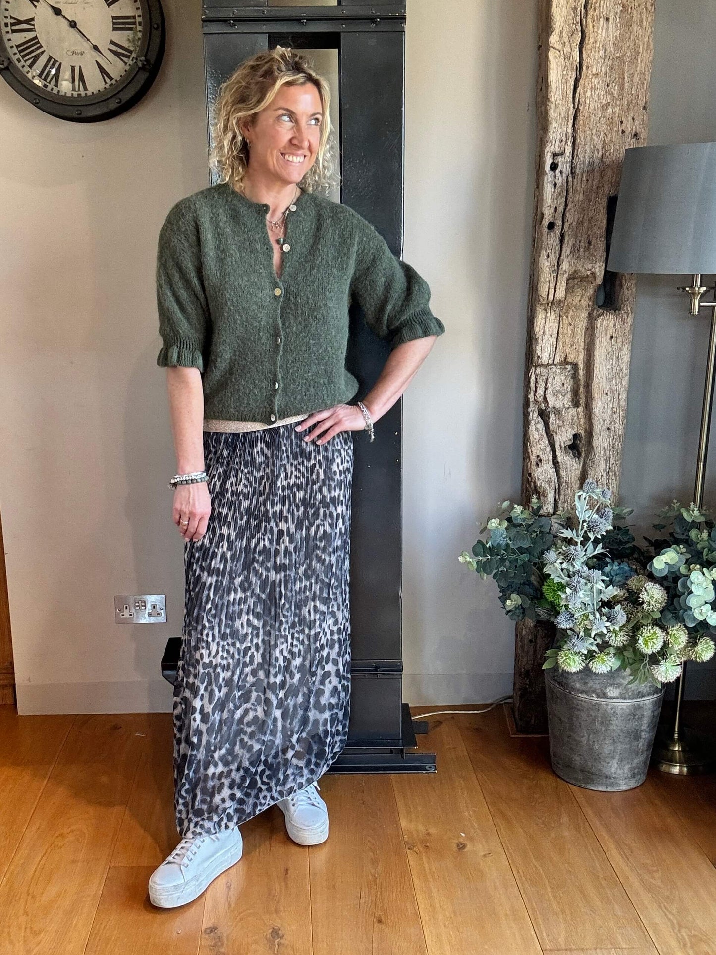 Cheltenham Maxi Skirt | Charcoal Leopard