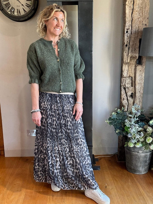 Cheltenham Maxi Skirt | Charcoal Leopard