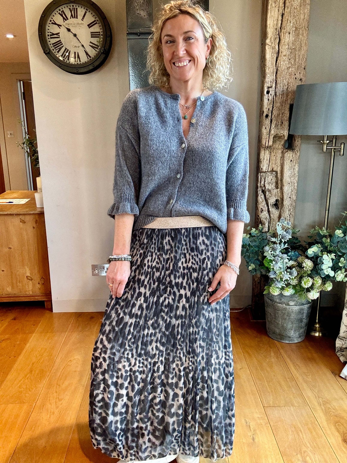 Cheltenham Maxi Skirt | Charcoal Leopard