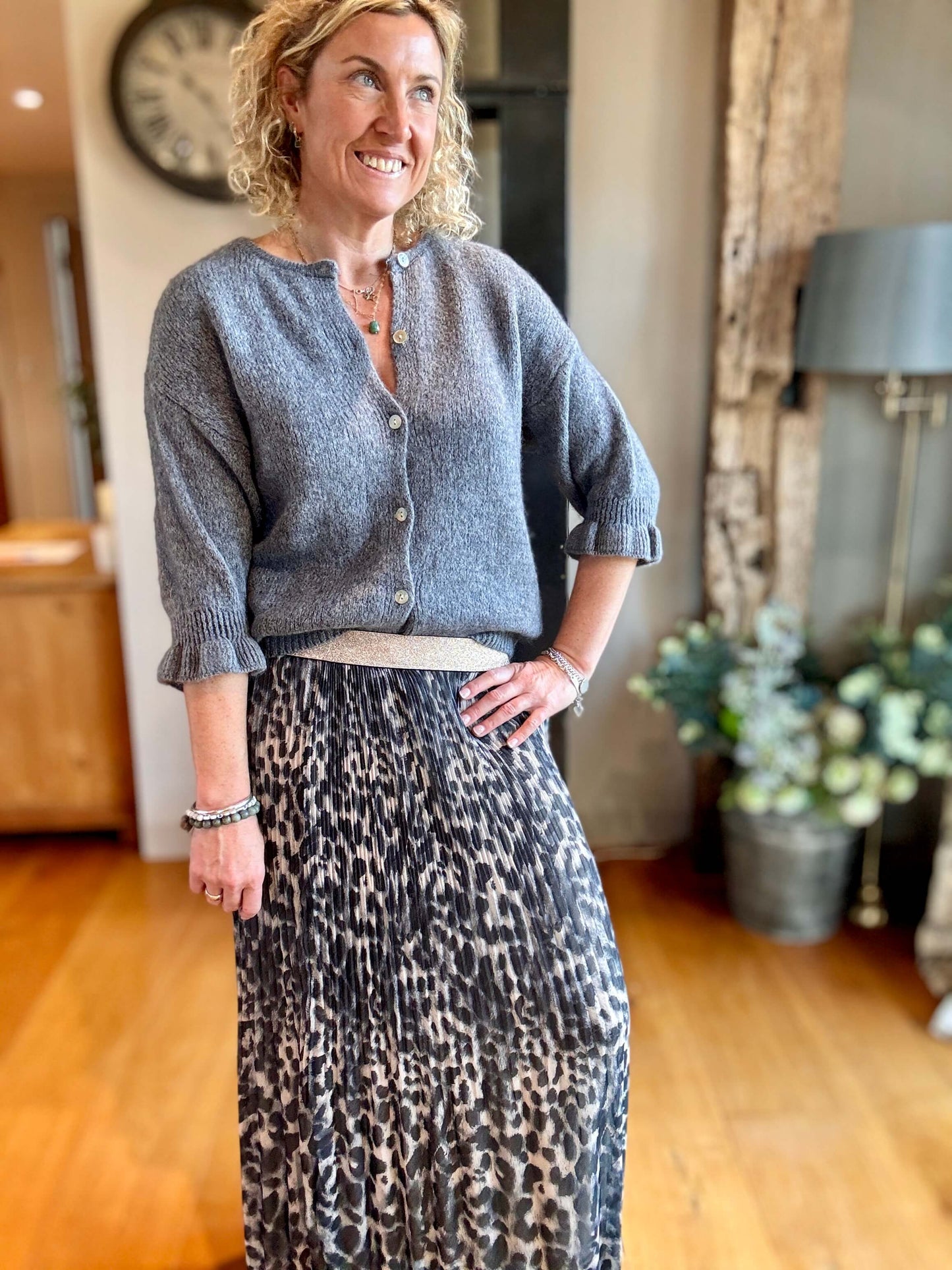 Cheltenham Maxi Skirt | Charcoal Leopard