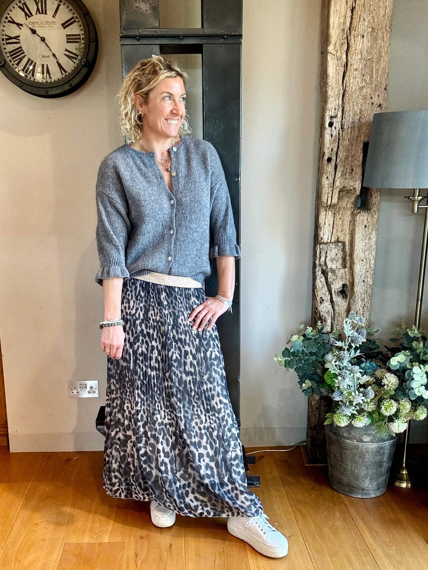 Cheltenham Maxi Skirt | Charcoal Leopard