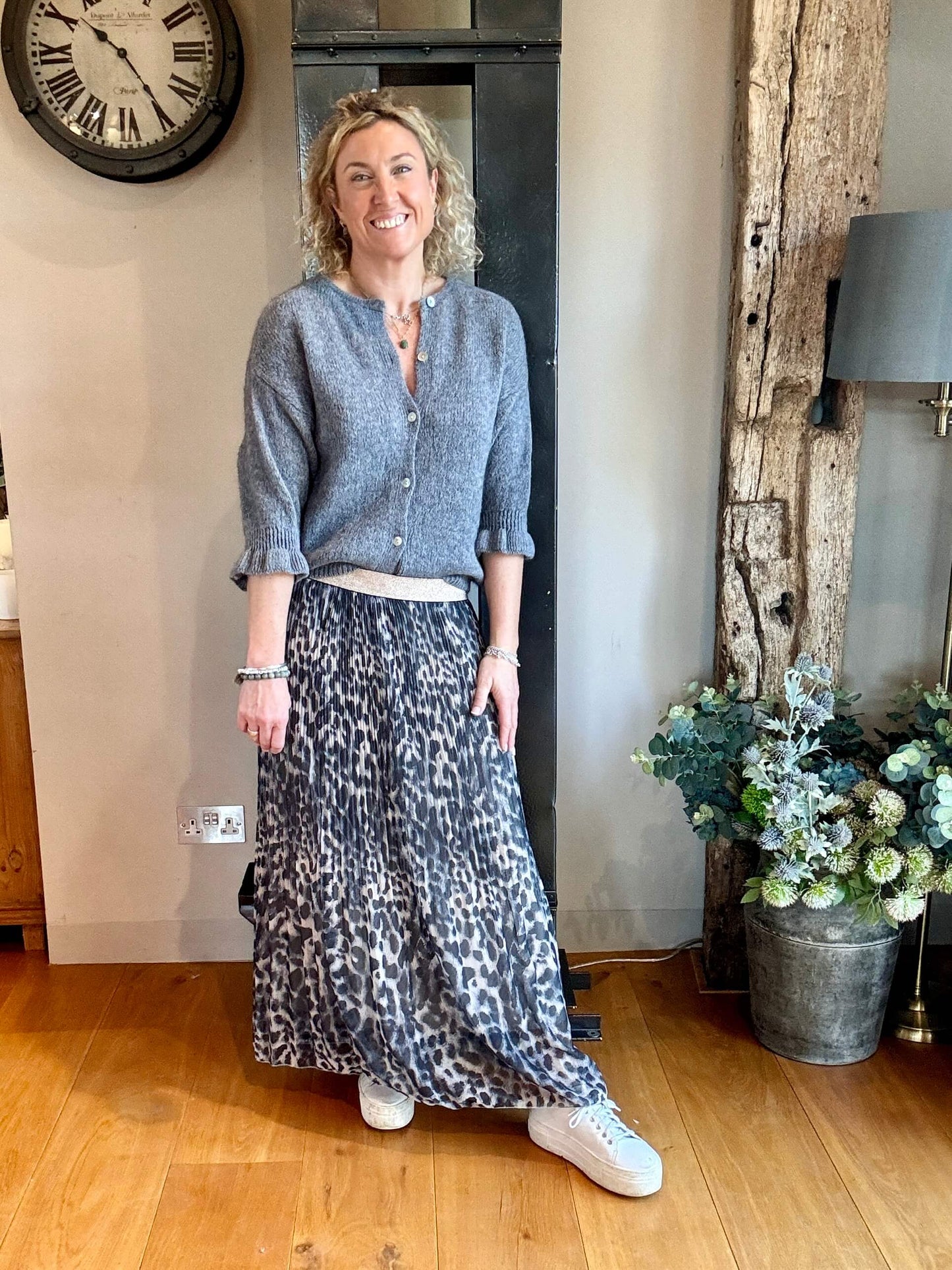 Cheltenham Maxi Skirt | Charcoal Leopard