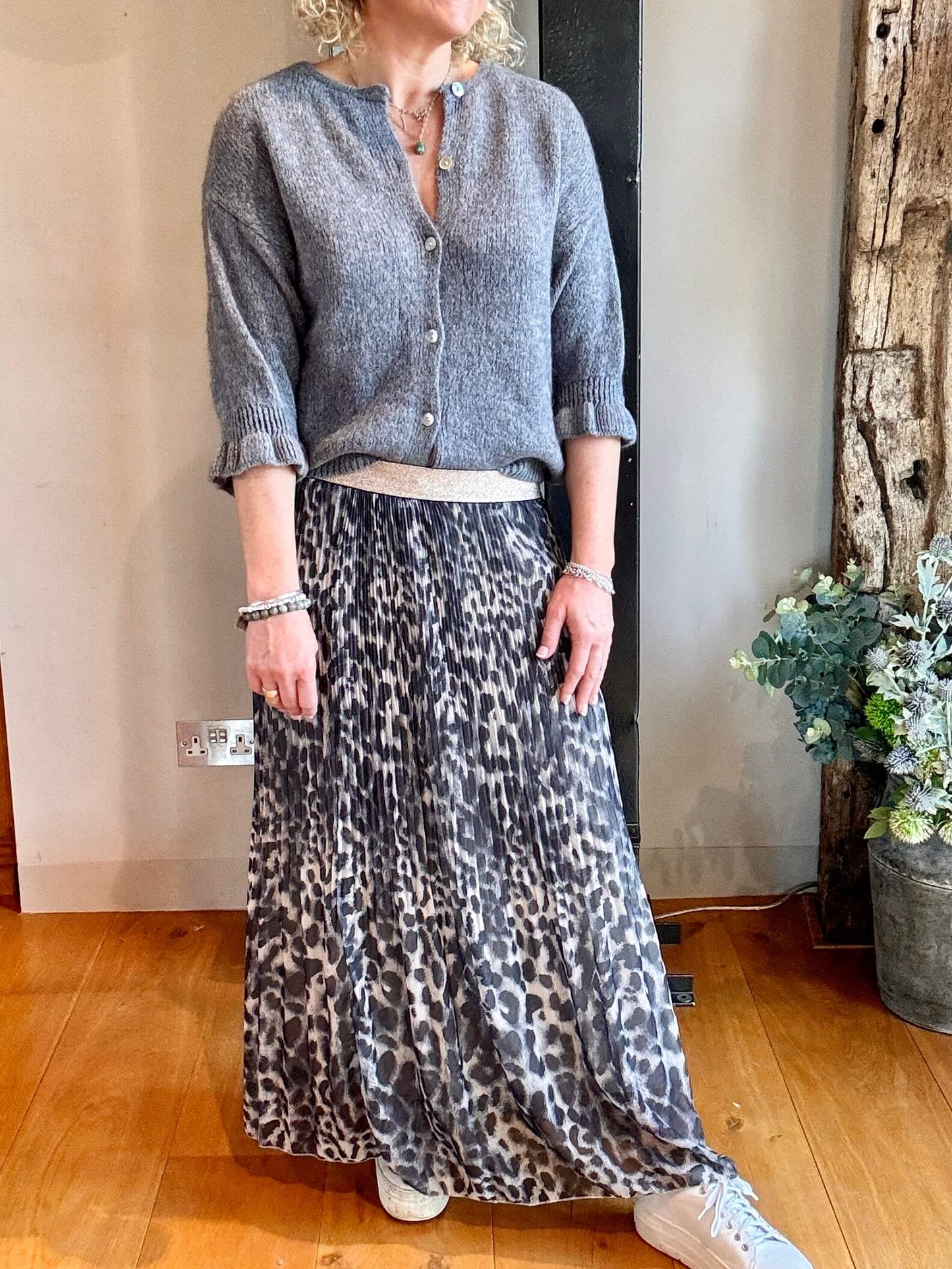 Cheltenham Maxi Skirt | Charcoal Leopard