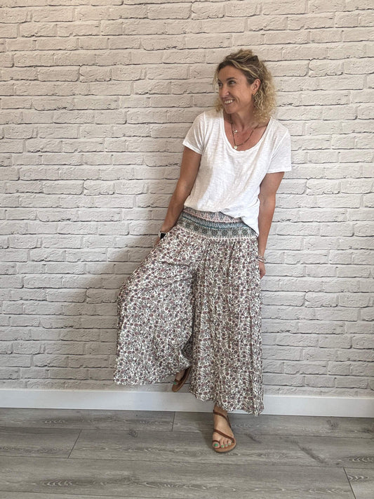 Liberty Wide Leg Palazzos | White Floral (NEW)