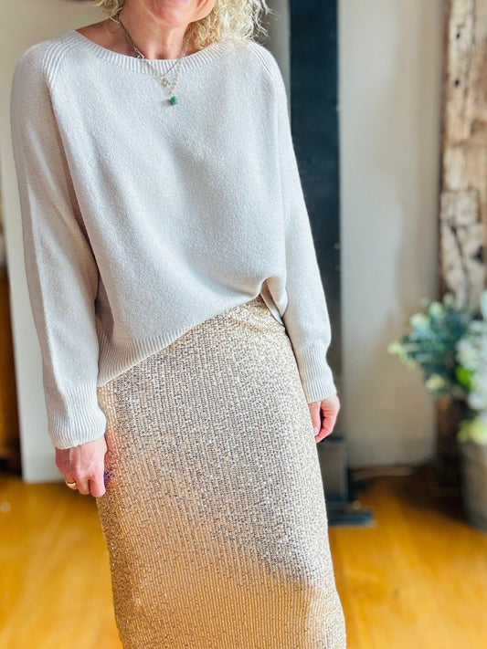 Penny Sequin Pencil Skirt | Gold