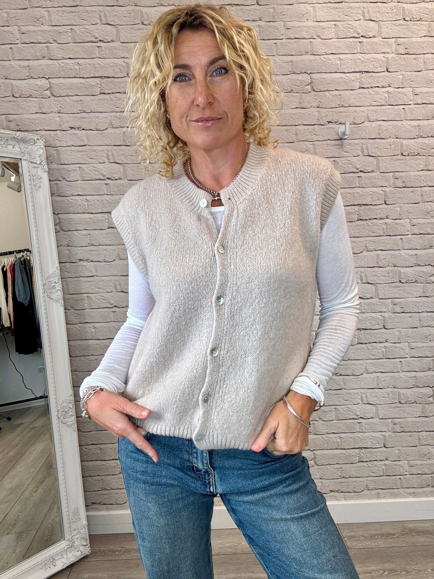 Uma Knitted Vest | Stone