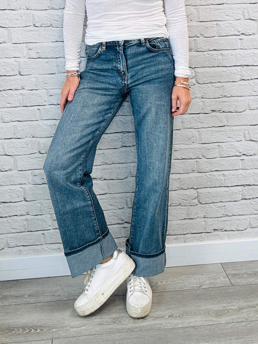 Rockafella High Waist Cuffed Jeans | Vintage Denim