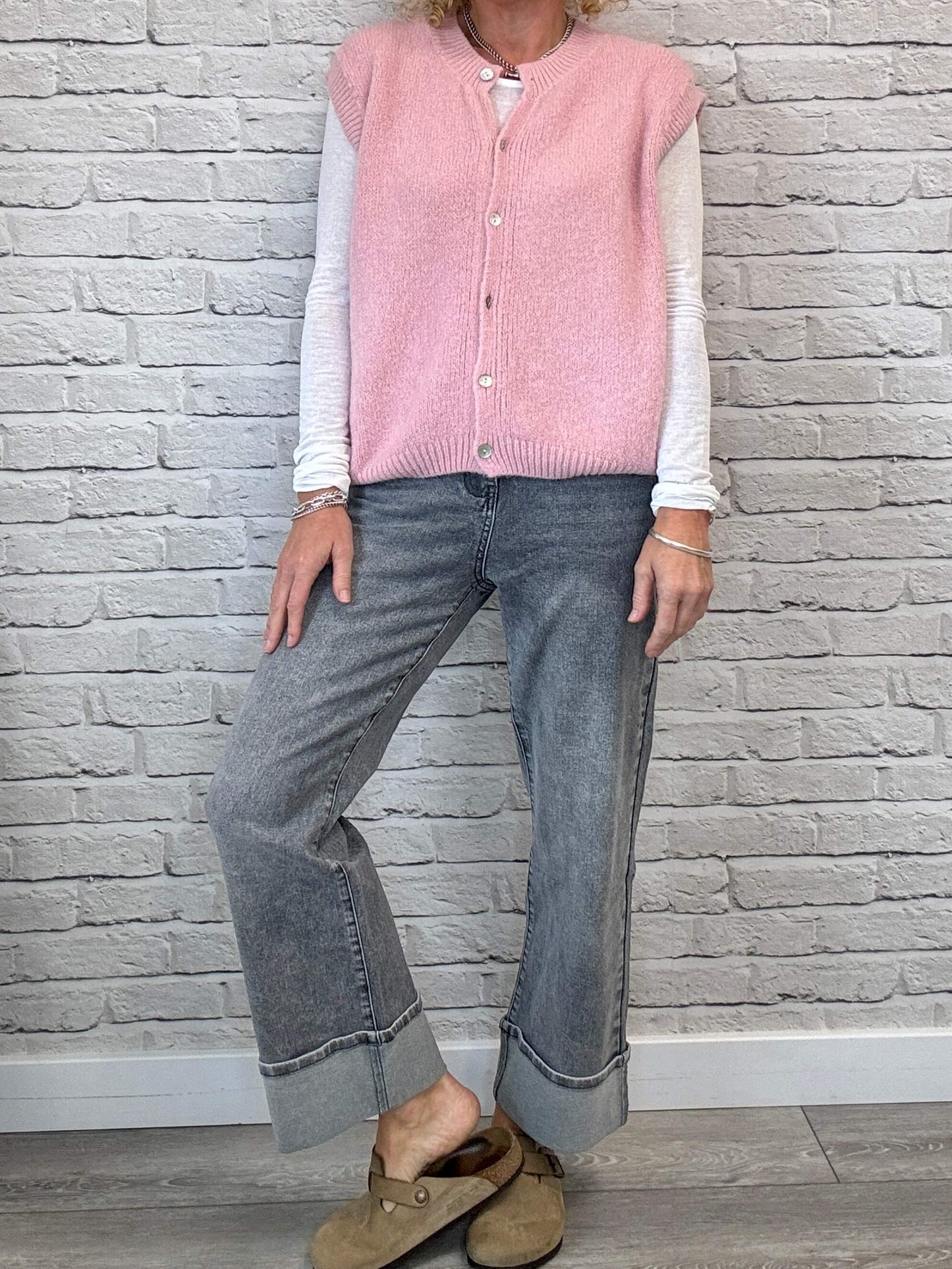 Uma Knitted Vest | Vintage Rose
