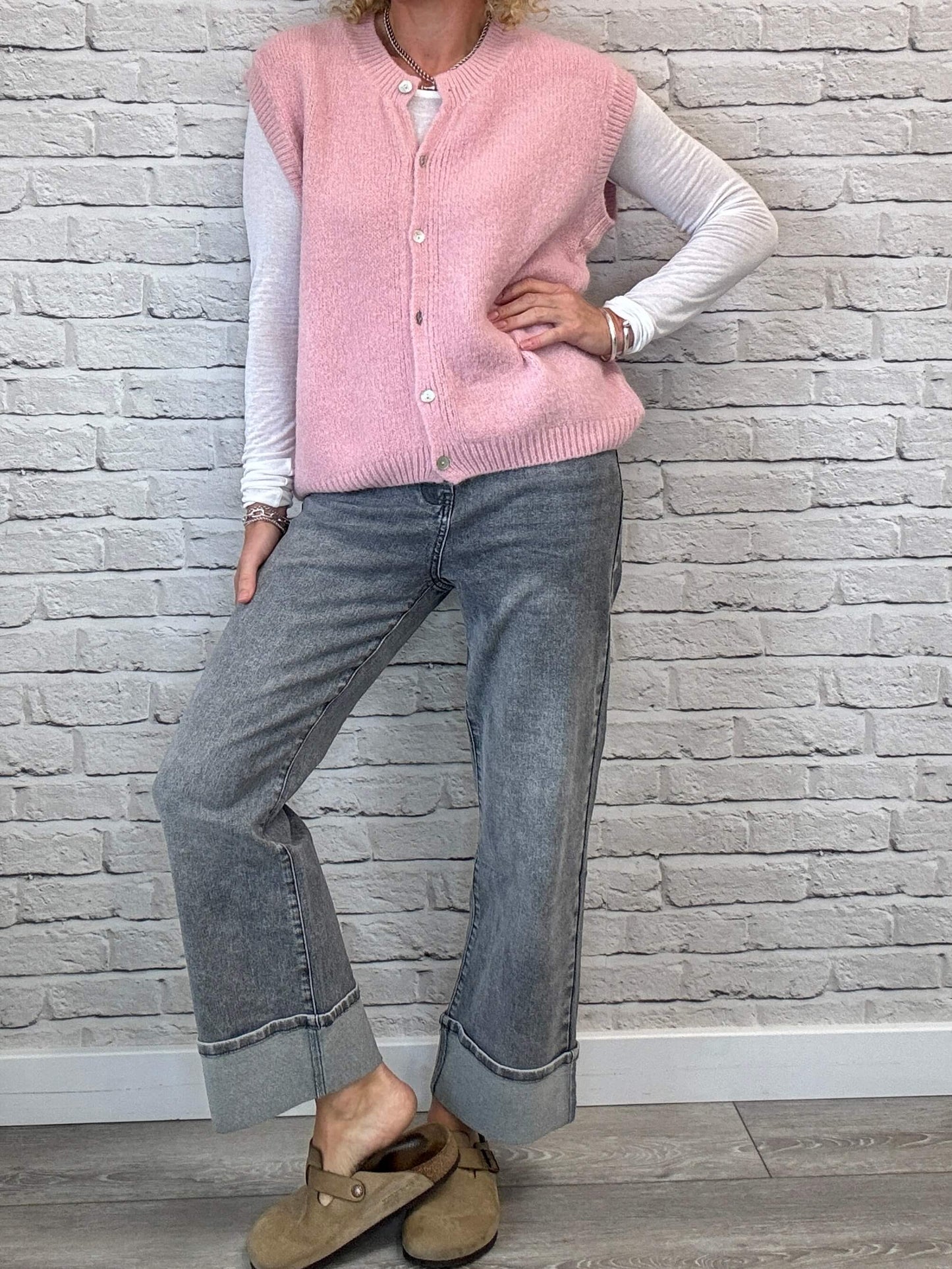 Uma Knitted Vest | Vintage Rose